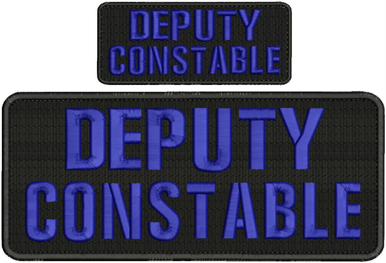 "Deputy Constable" embroidery patch  4x10 and 2x5 inches hook blue black