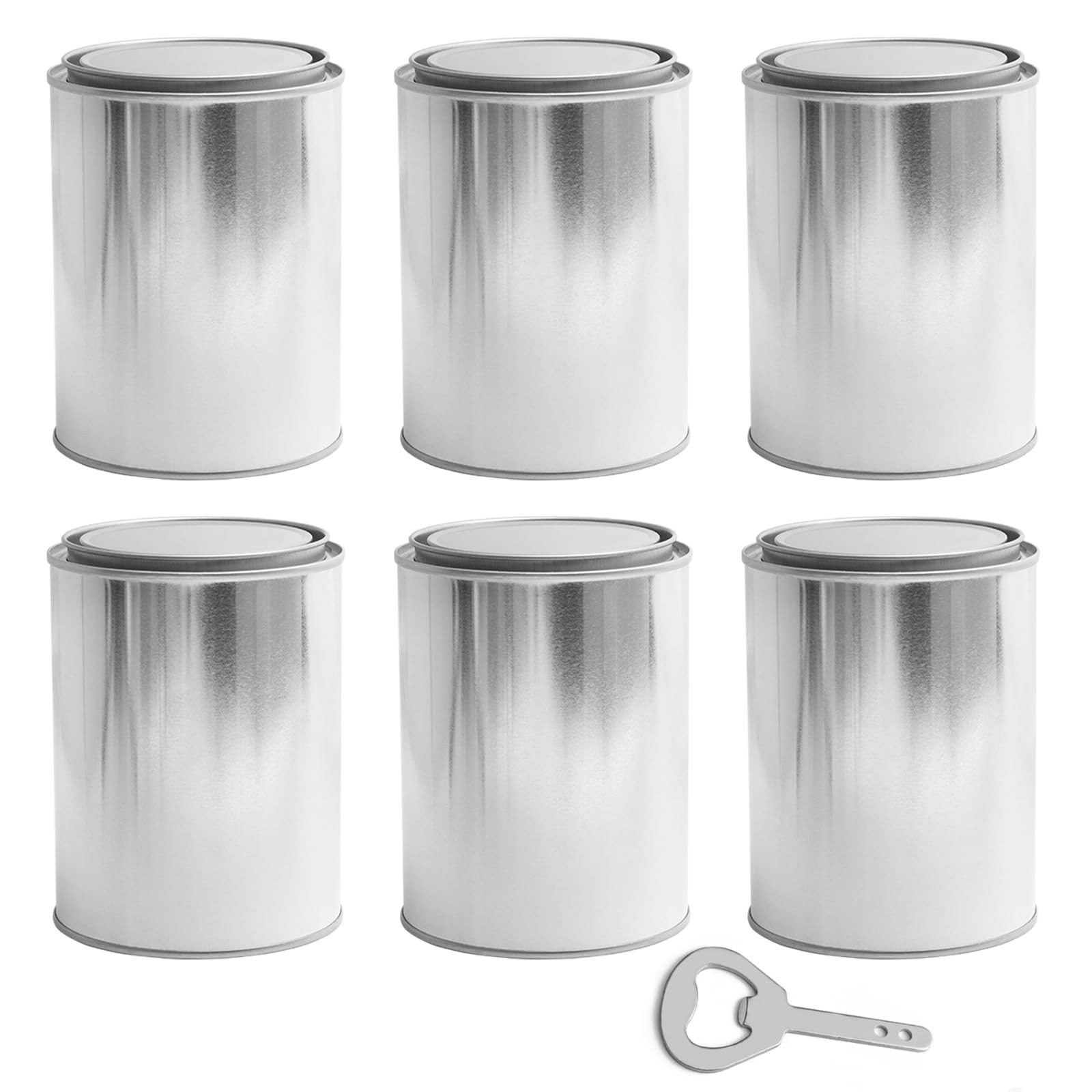 6 Pack Empty Paint Cans with Lids 1 Quart Tin Unlined Paint Buckets Bulk Pain...