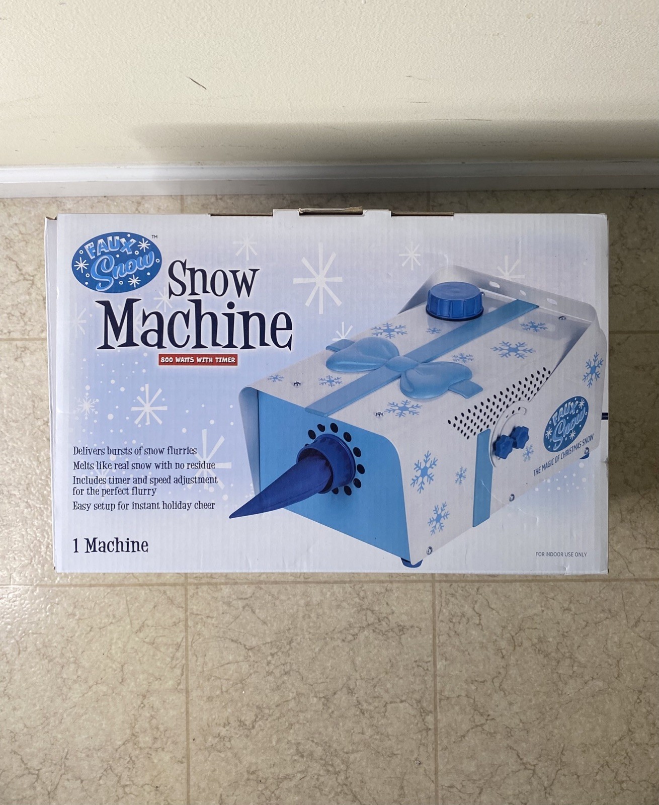 FAUX SNOW  Snow Machine Free Standing Indoor Use  Fake Snow Machine 800W Timer