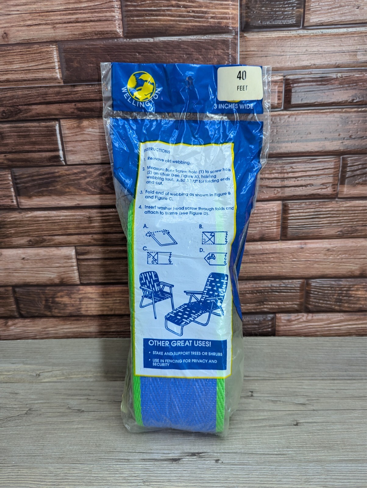 Re-Web Strap Kit 40 Feet New & 40 Ft Open Package Blue & Green Wellington