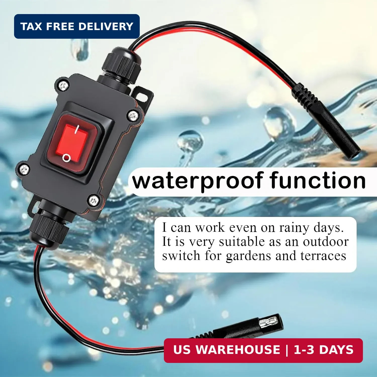 DC 12V Inline Toggle Switch, 12AWG Waterproof SAE to SAE Cable with on/Off Switc