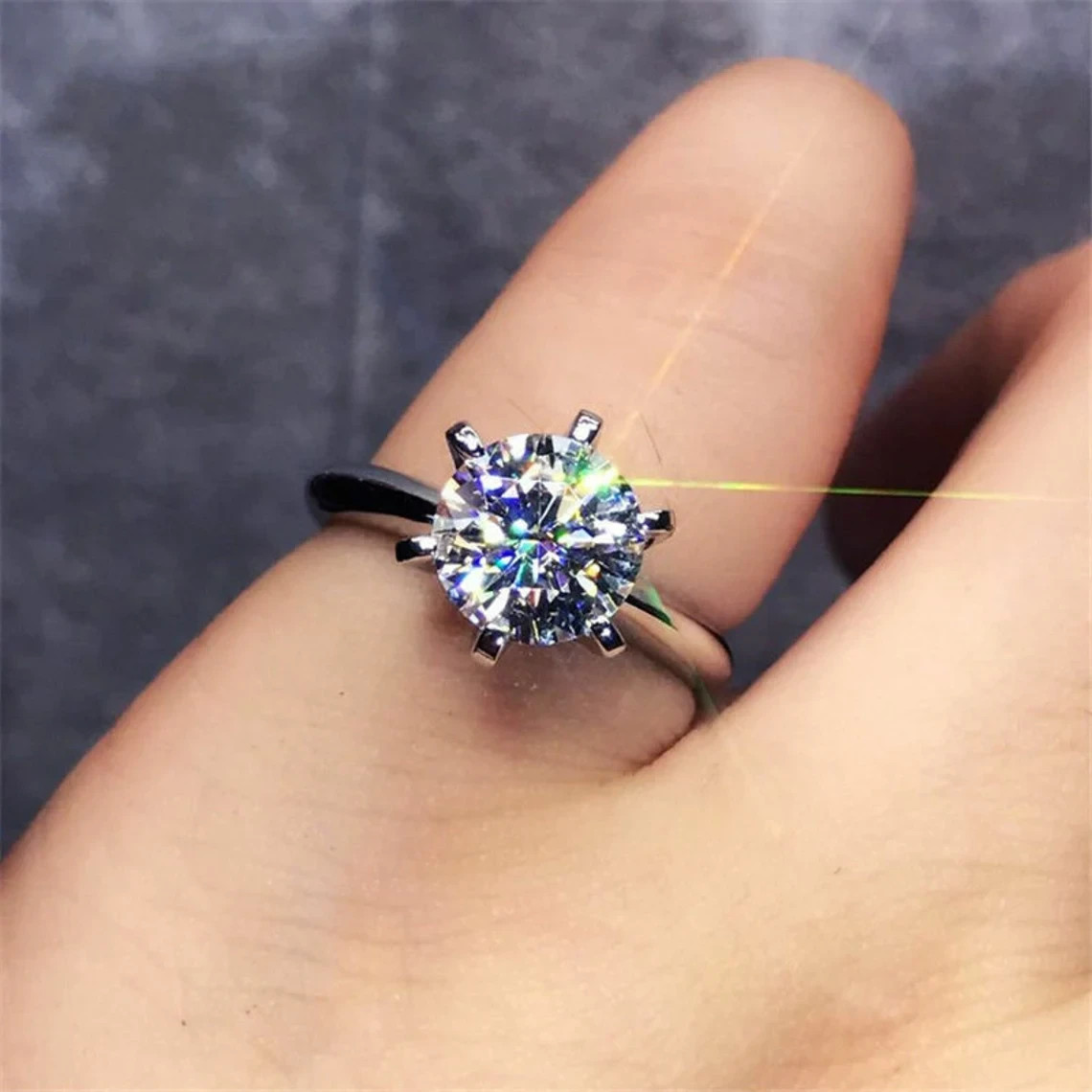 Lab-Created 2.10 Ct Round Cut White Diamond Wedding Ring 925 Sterling Silver