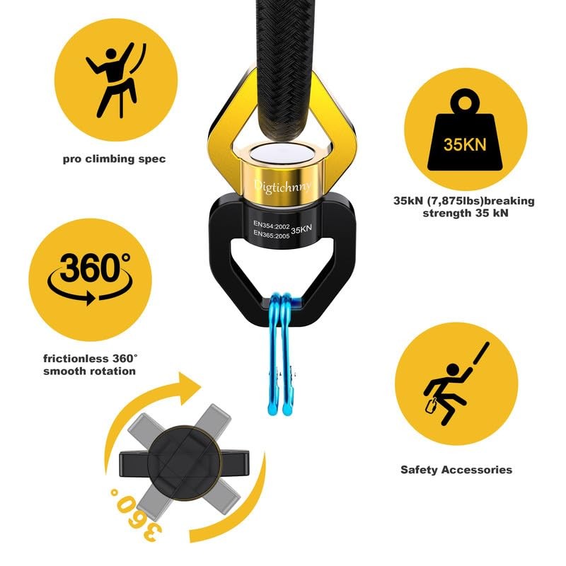 Swing Swivel, 35KN Safety Rotational Device, Swing Spinner for Web Tree Swing...