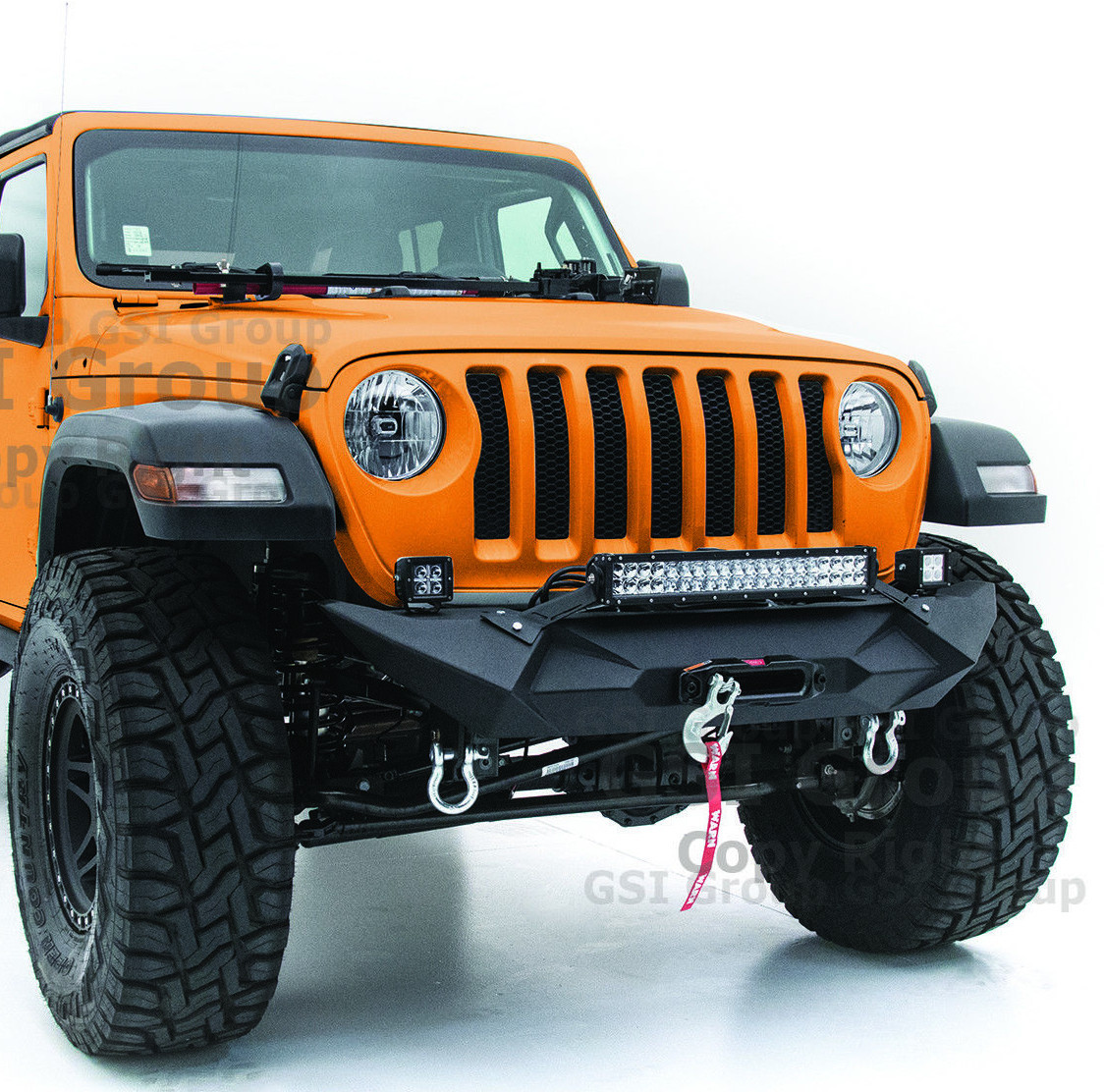 Stealth Front Bumper+Winch Plate+21" LED Light Mount Fit 18-23 Jeep JL Wrangler