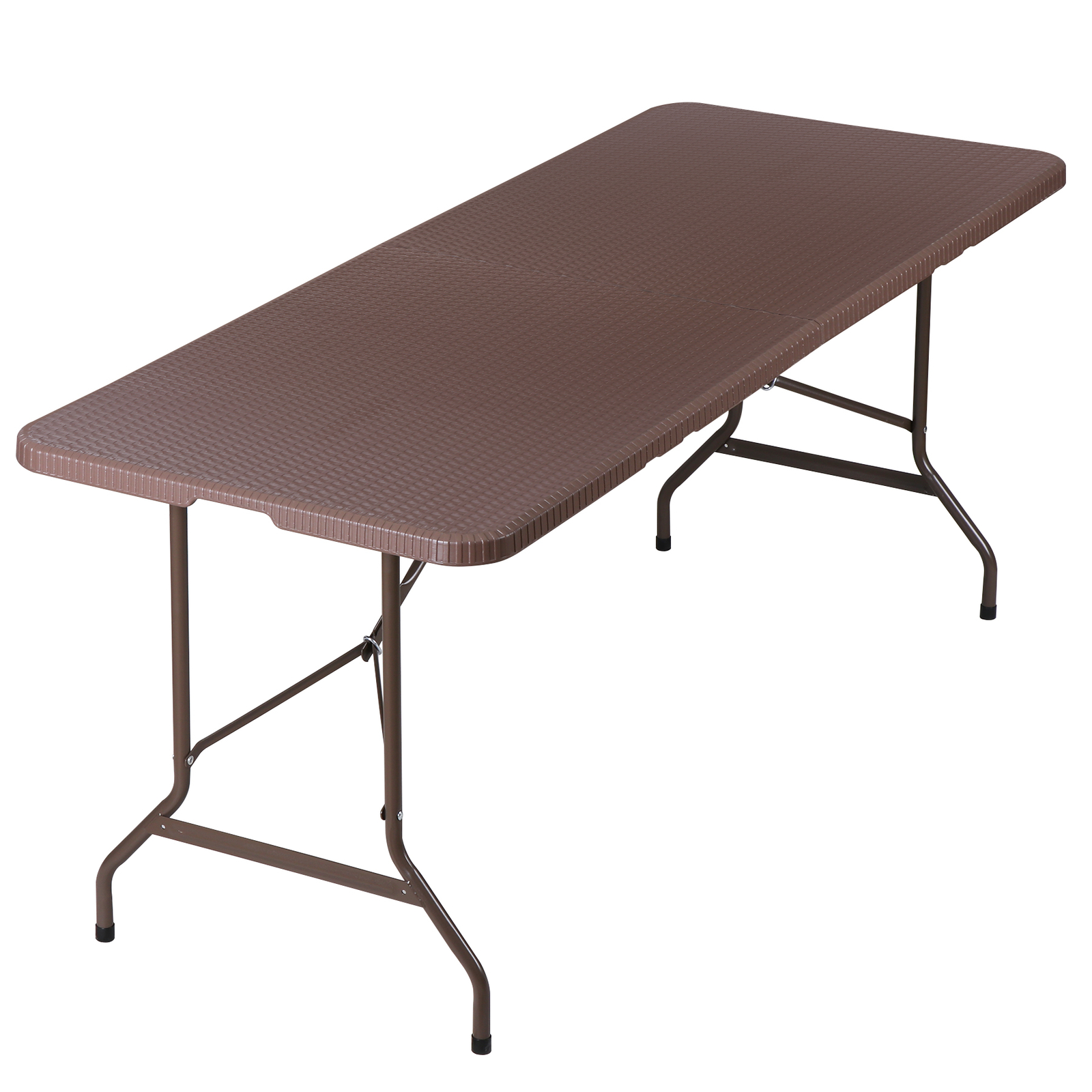 6' Folding Table Portable Plastic Indoor Outdoor Picnic Party Camp Dining Brown
