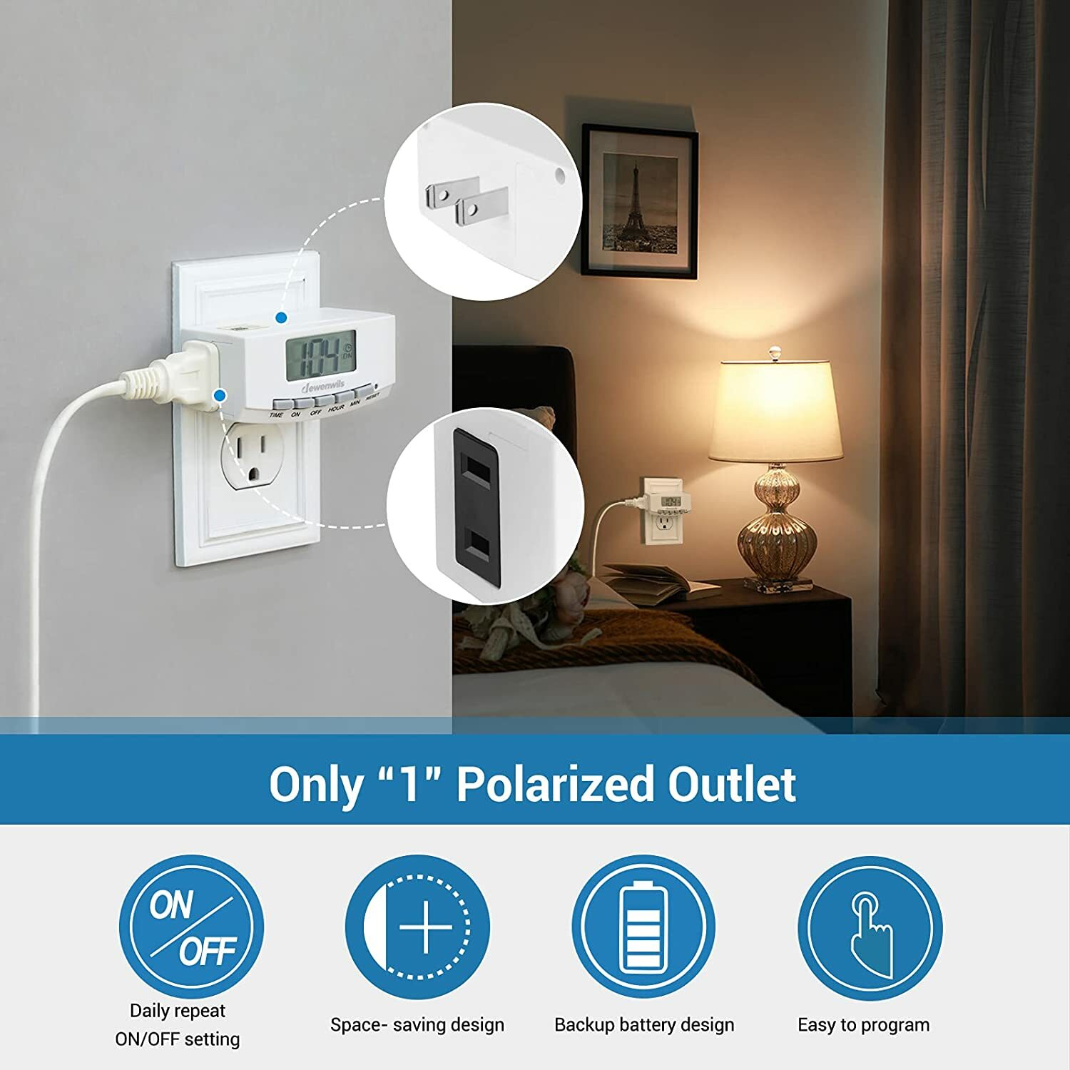 DEWENWILS Digital Outlet Timer Plug in Light Timer for Electrical Outlets 2 Pack