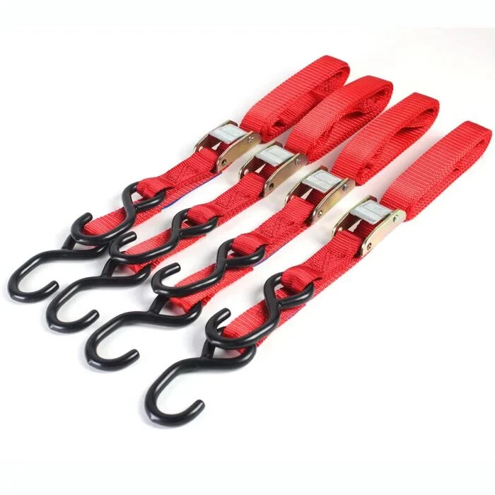 Bike It Motorcycle Tie Down Straps Hooks 1.8m x 25mm 4 Pack Universal Auto-Lock