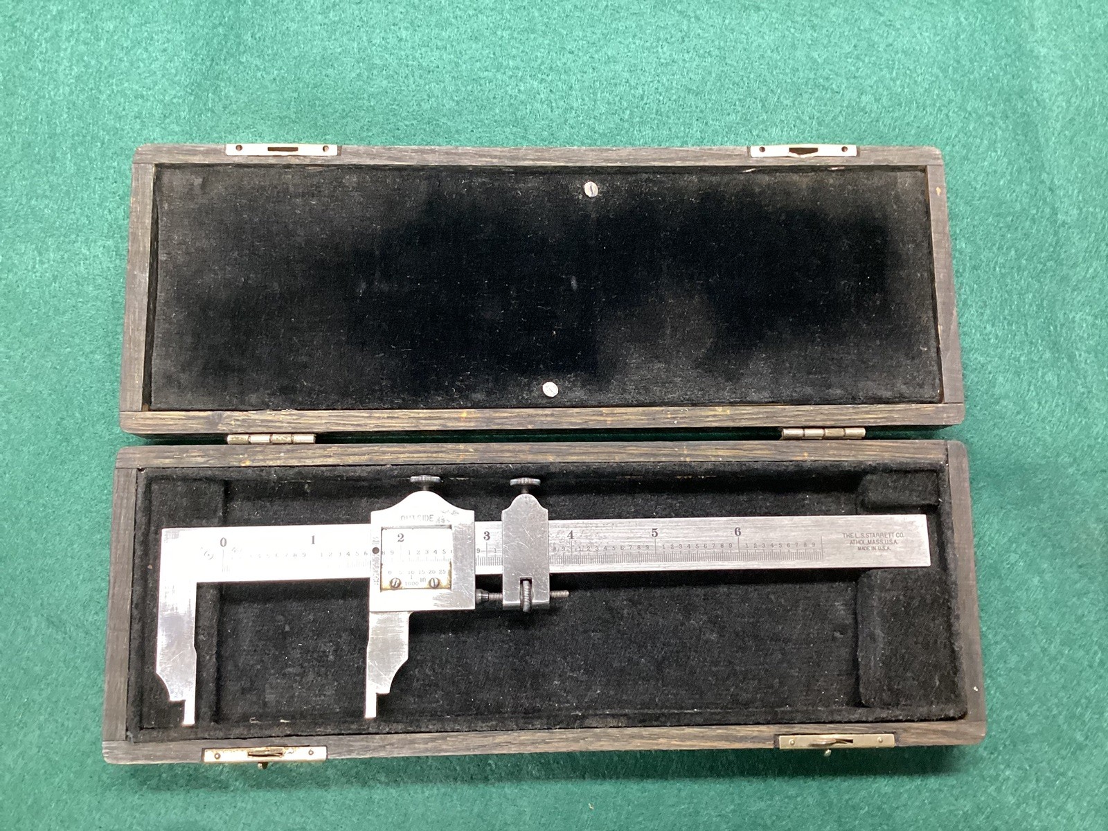 Early Starrett No. 122 Vernier Caliper 6” w / Wood Case Athol Mass USA 🇺🇸 L👀K