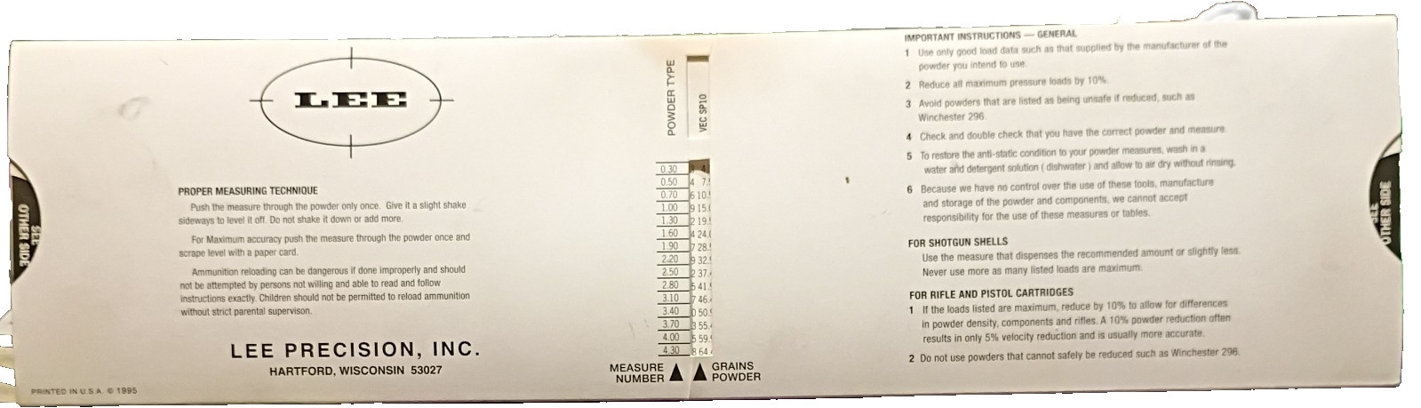 Lee Powder Measure Kit
