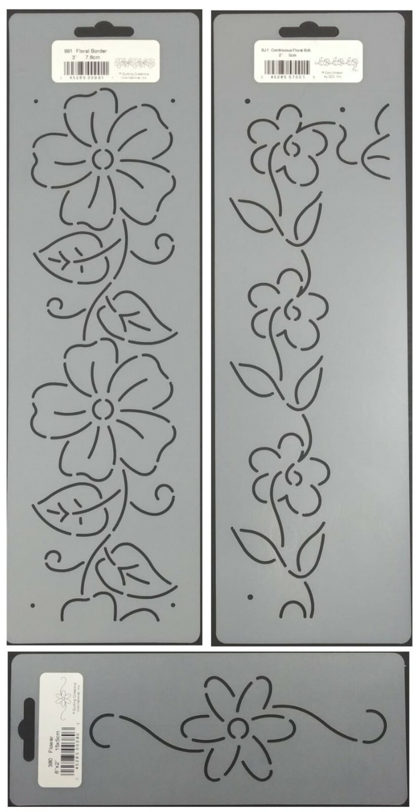 3 Quilting Stencils Floral Border Flower Quilt Pattern Continuous Line Template