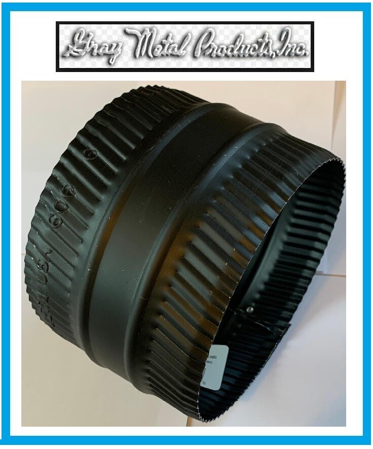 GRAY METALS - Black Stove Pipe 6" Connector 24 Gauge NEW! WOODSTOVE