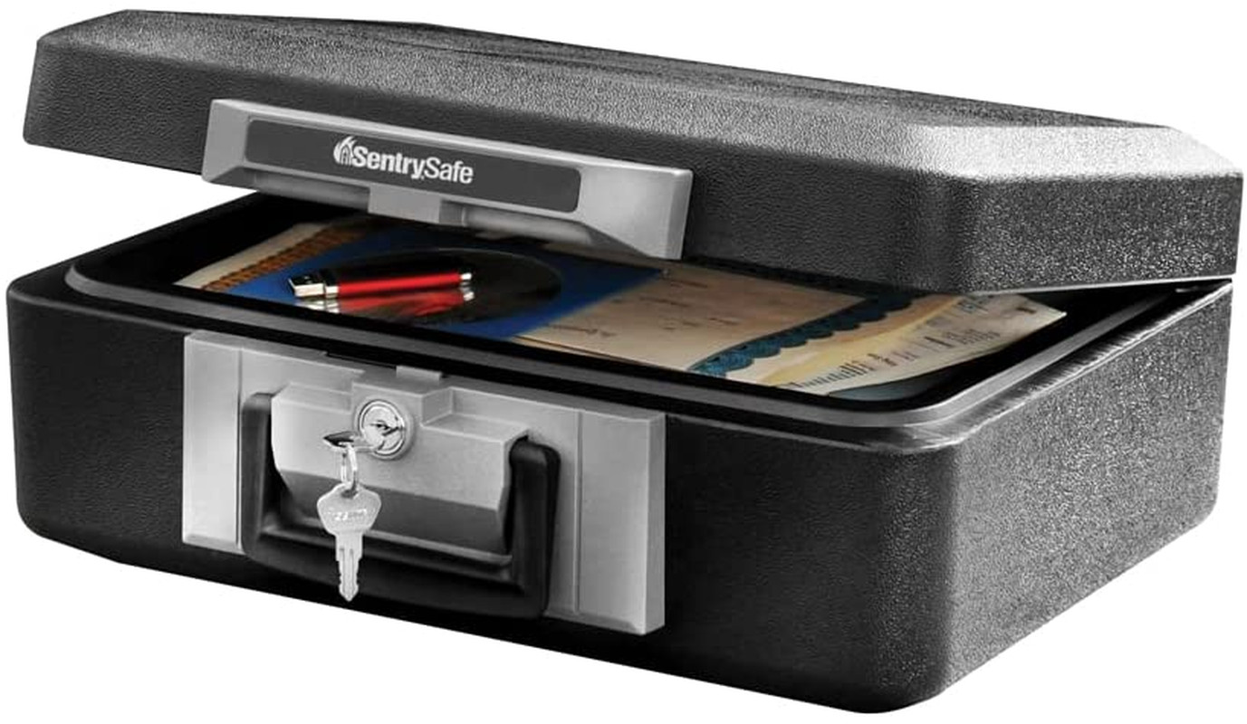 Fireproof Lock Box 0.25 Cubic Feet Black 16 Pounds Black NEW