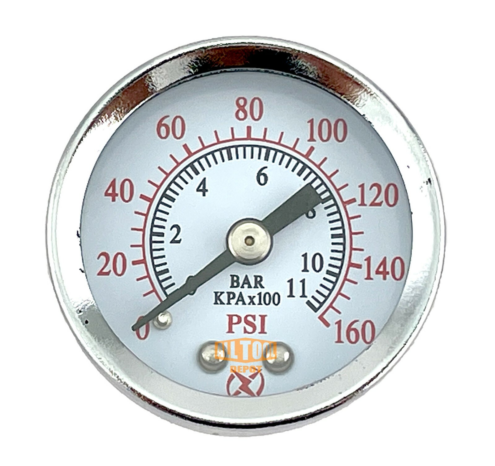 Air Pressure Gauge 1.5" Center Back Mount 1/8" NPT 1-1/2" Dial - 0 to 160 PSI