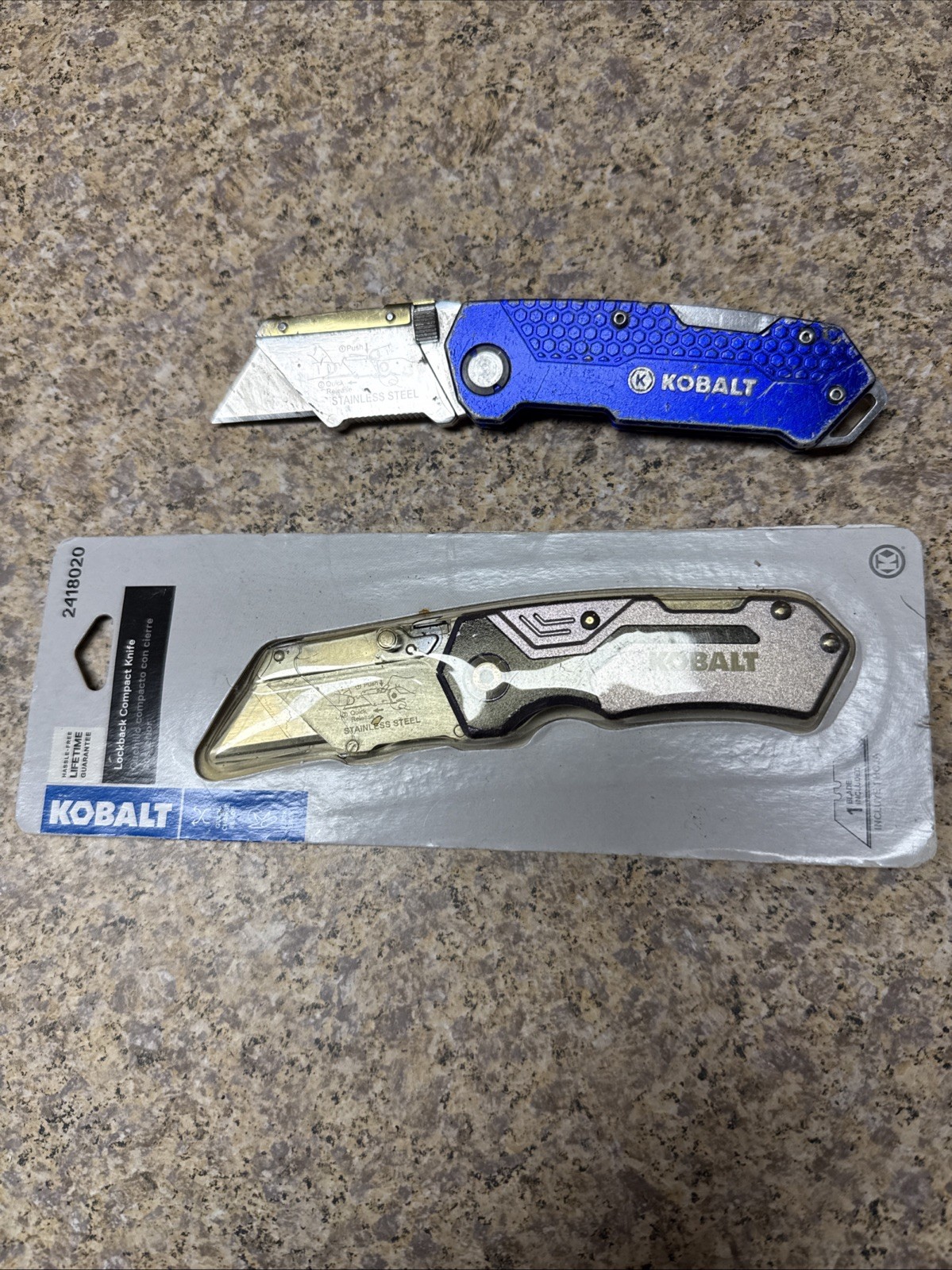 Lot 2 Kobalt Compact Folding Utility Knife Lockback Design 3/4 in Blade