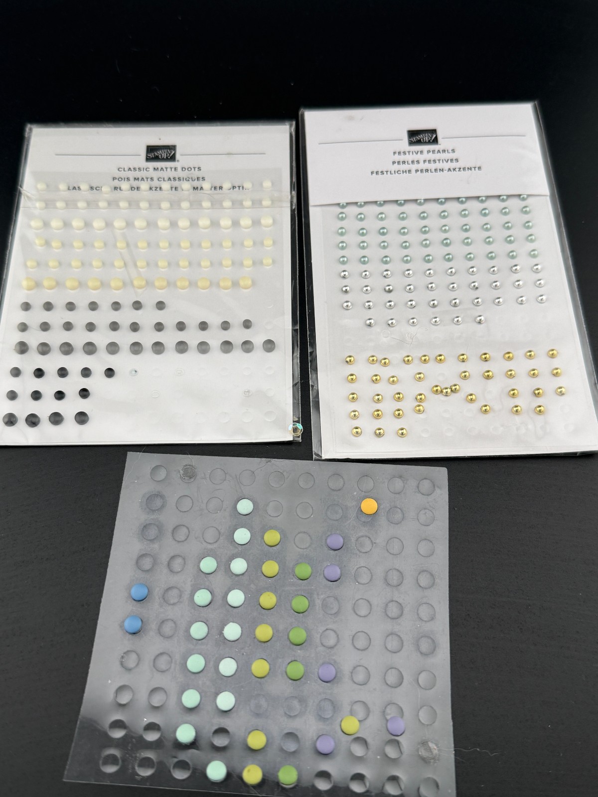 Stampin' Up! Adhesive Dots Elements 3pc Lot Pearls Matte Stamping Paper Craft