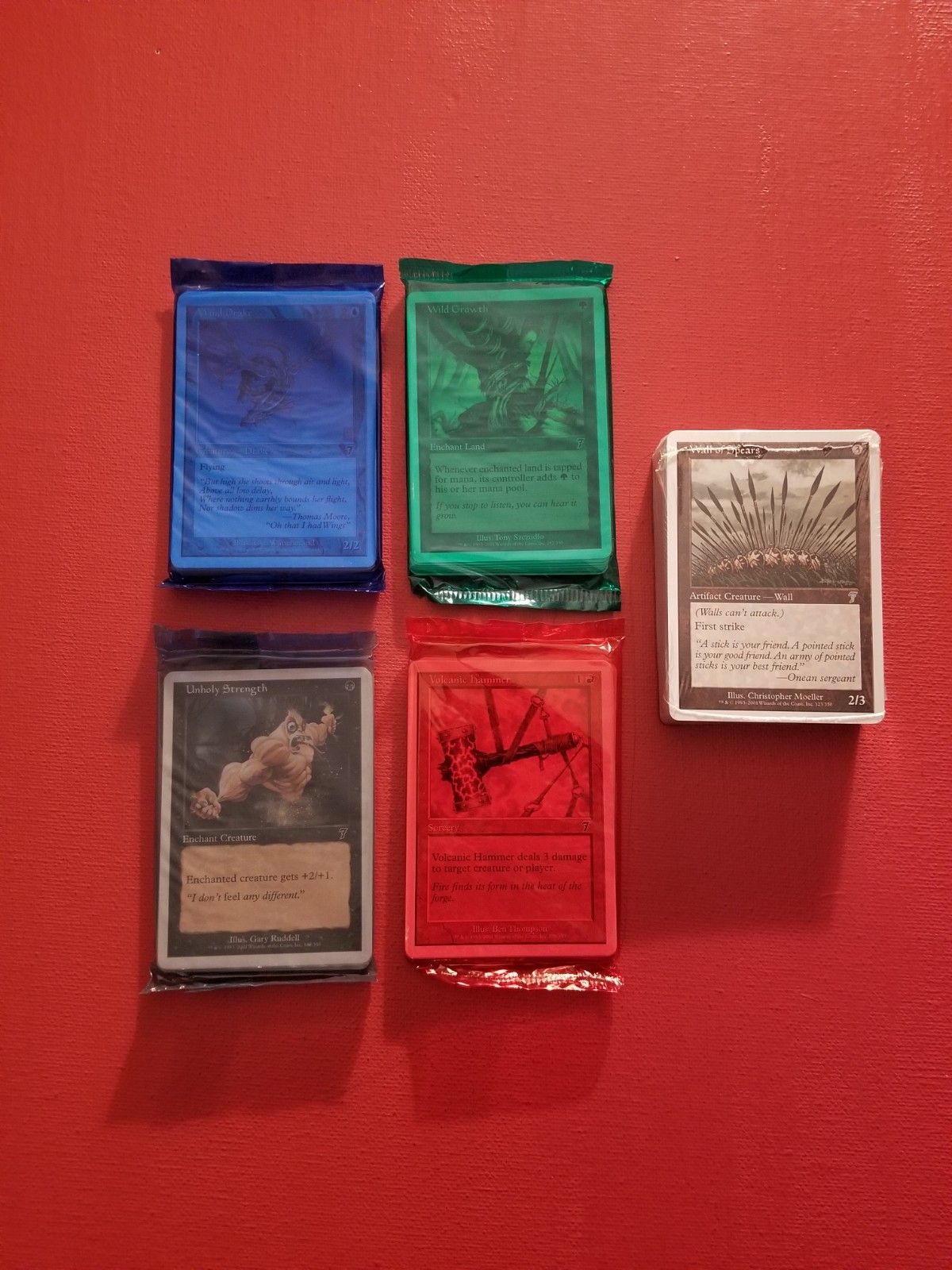MAGIC THE GATHERING 7TH EDITON - CLEAR COLORED PROMO PACK LOT OF 4 PLUS NO LANDS
