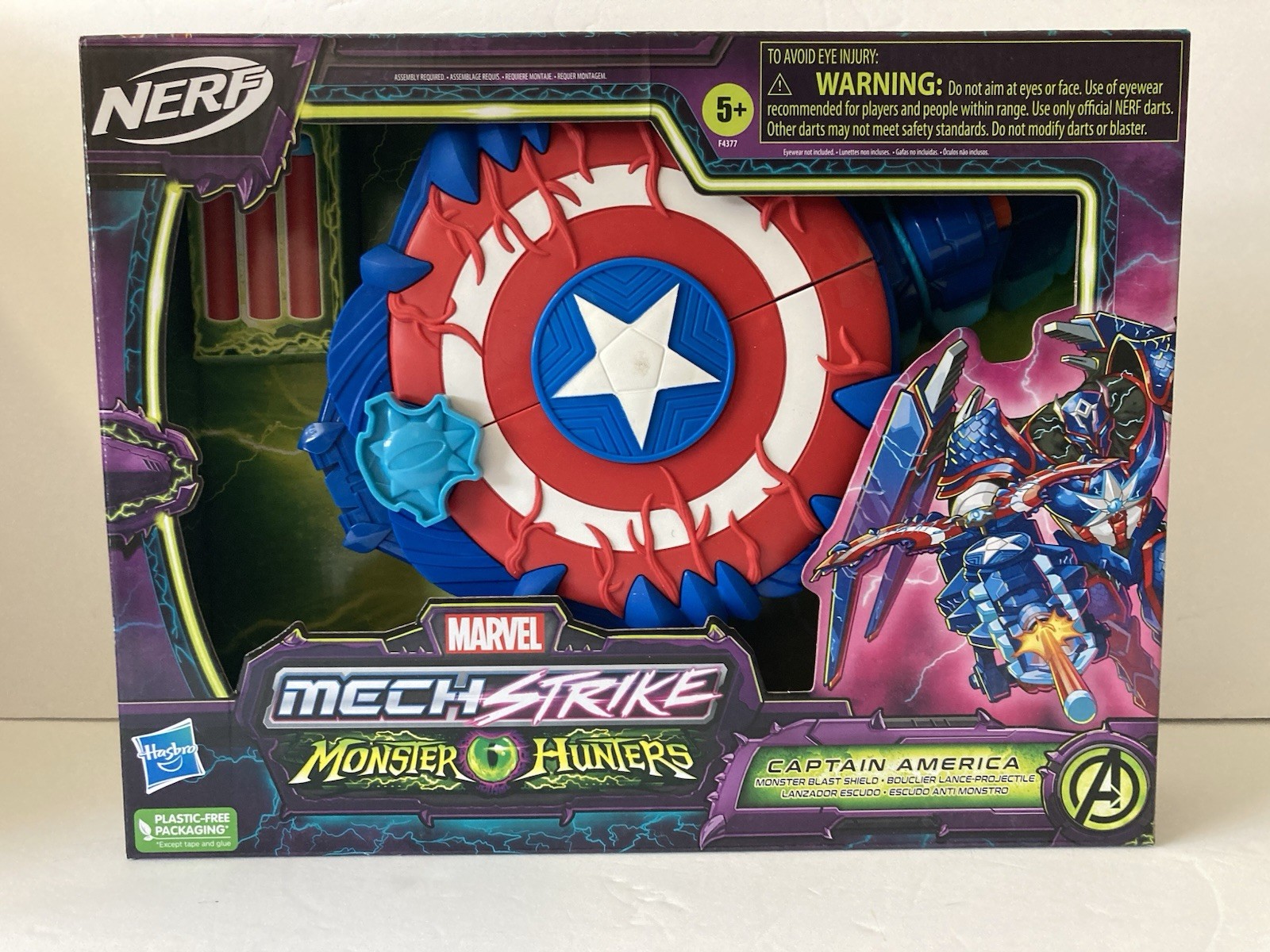 Marvel Avengers NERF Mech Strike Captain America Blast Shield Monster Hunters