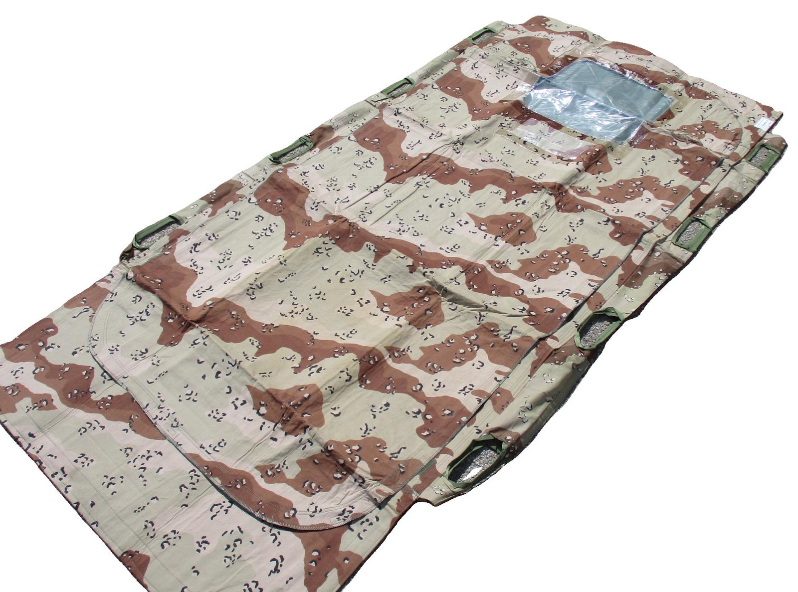 GULF WAR CHEMICAL PATIENT PROTECTIVE WRAP CLOTH LITTER/STRETCHER CHOCOLATE CHIP