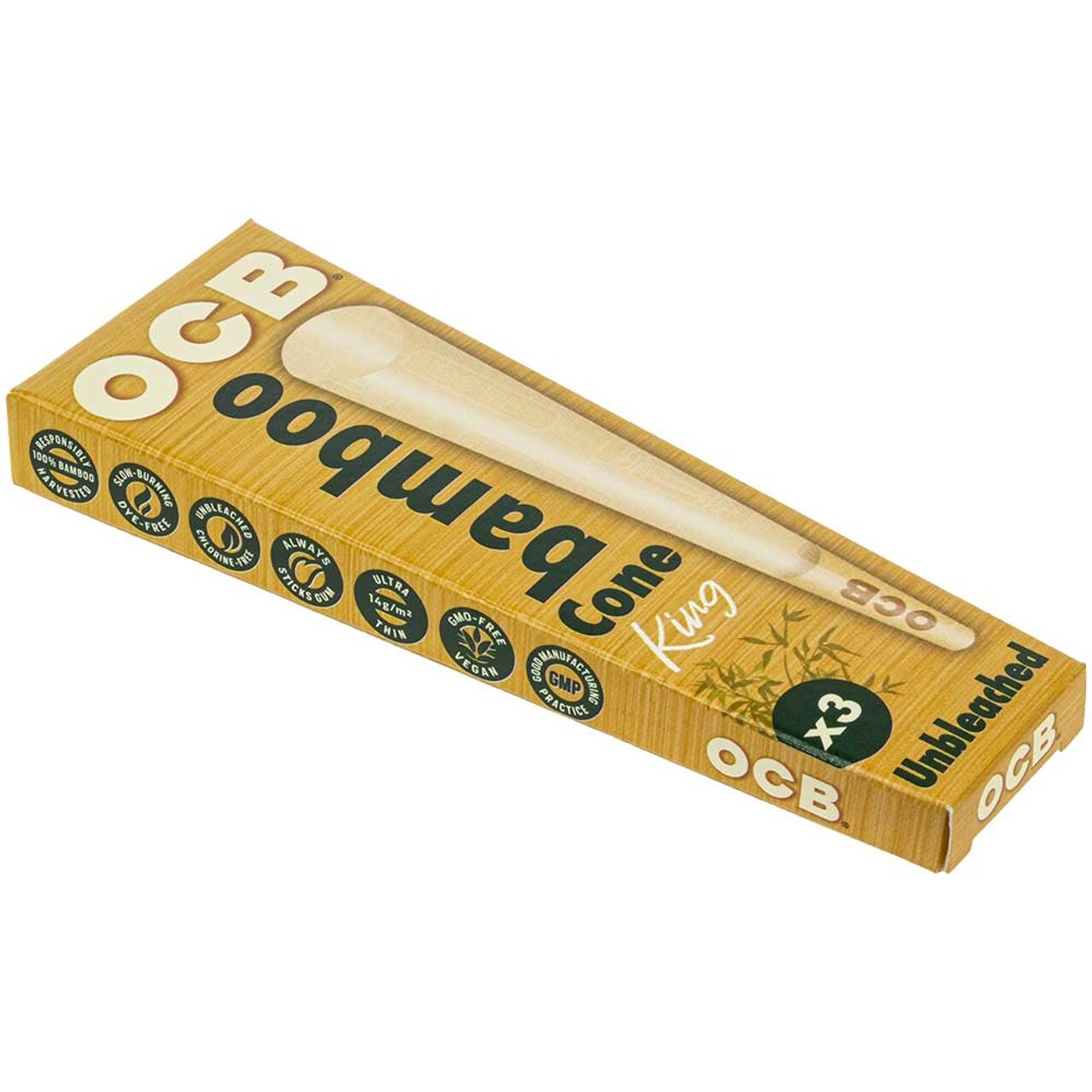 😎OCB BAMBOO UNBLEACHED CONES✨KING SIZE✨(32CT)