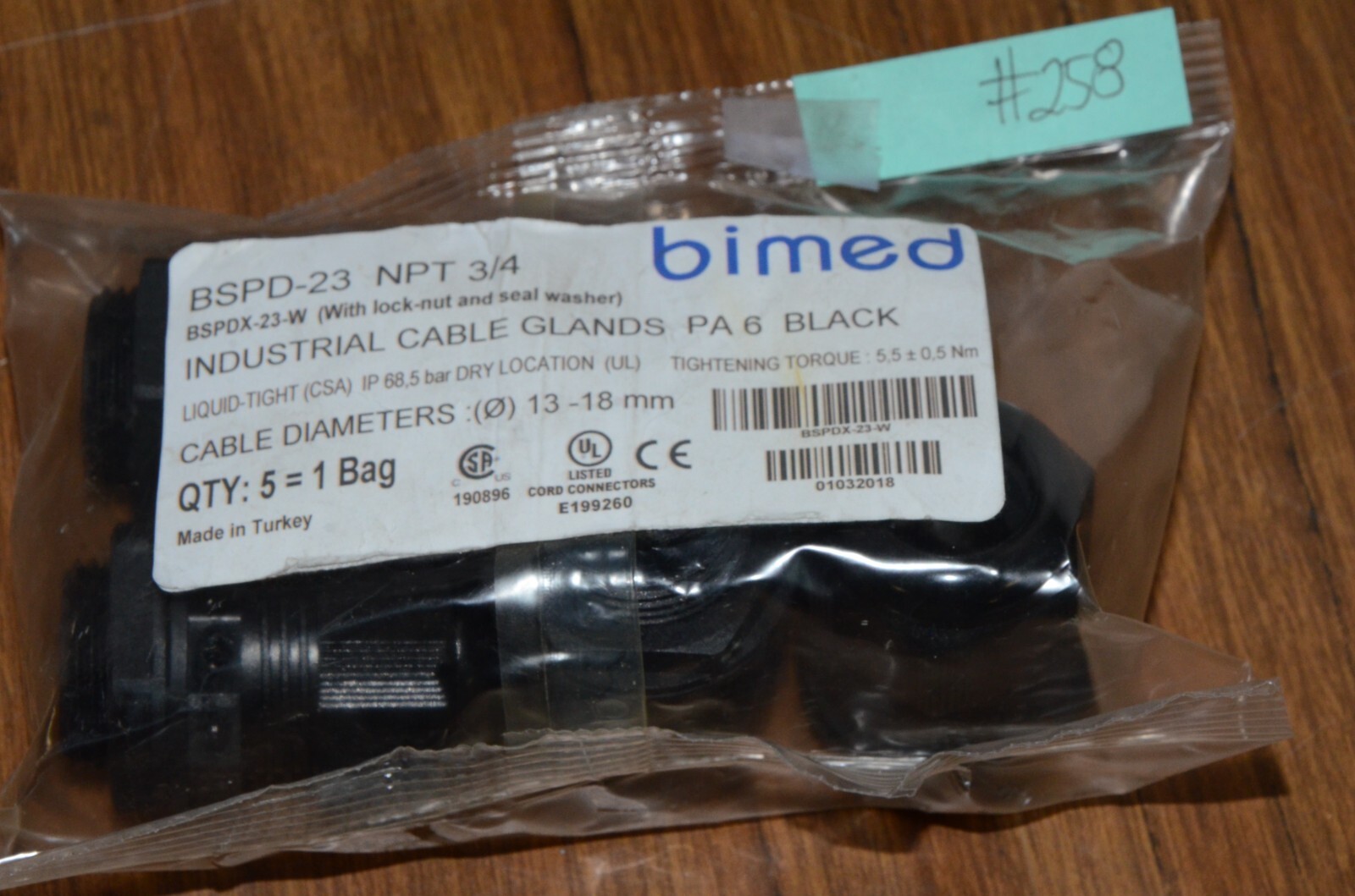 Bimed BSPD-23 NPT 3/4 13 to 18mm Cable Glans New Open Box Lot of 5 Qty