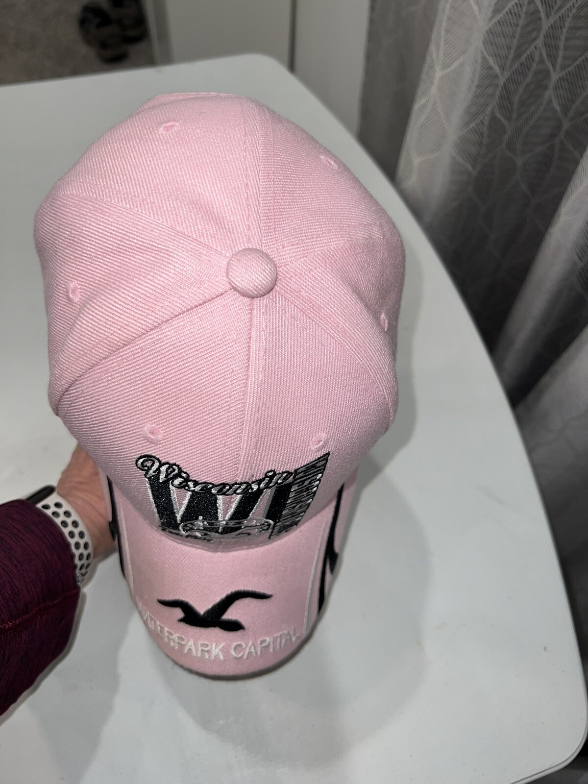 Wisconsin Dells Waterpark Capital Pink Hat Cap w/ Black/ White Accent/Hook Loop