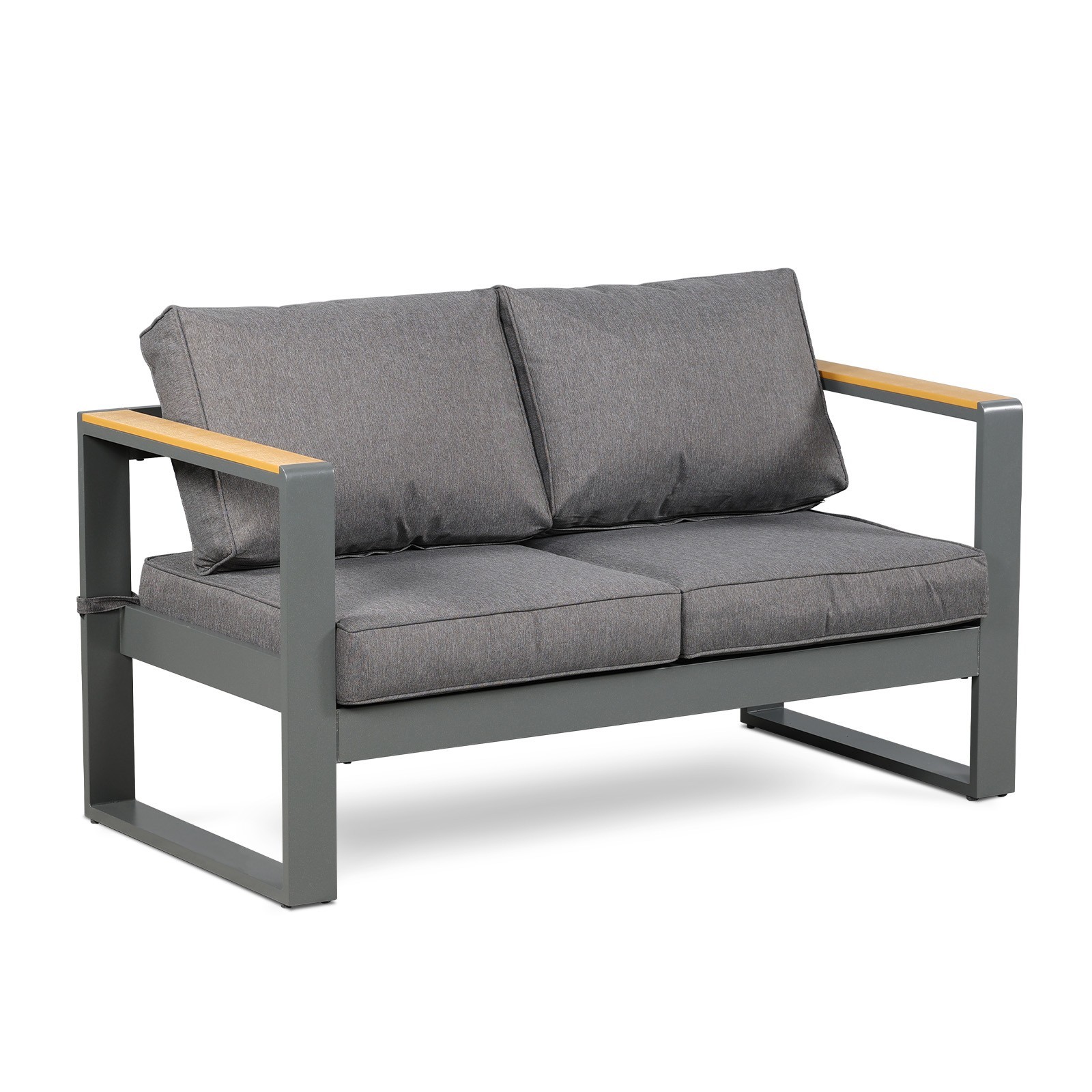 Aoodor Outdoor Loveseat Patio Aluminum 2-seat Sofa Sectional Set with Cushions