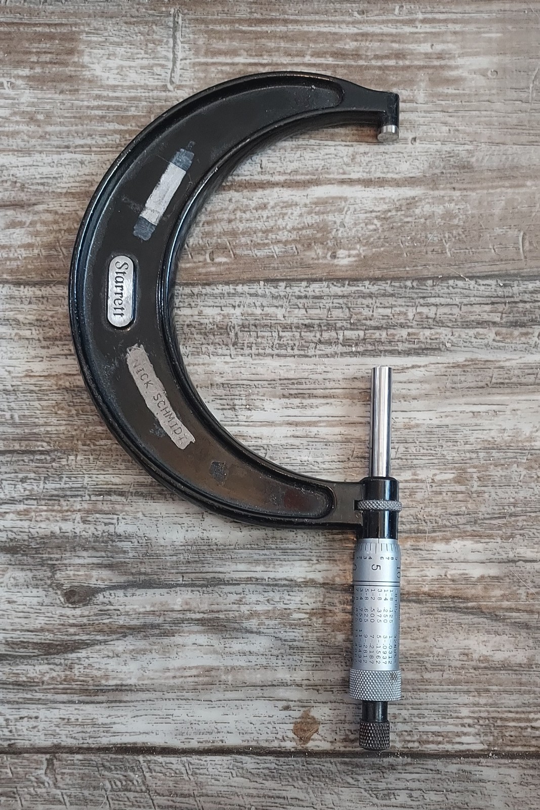 Vintage Starrett No. 436-1 Inch Outside Micrometer Machinist Tool