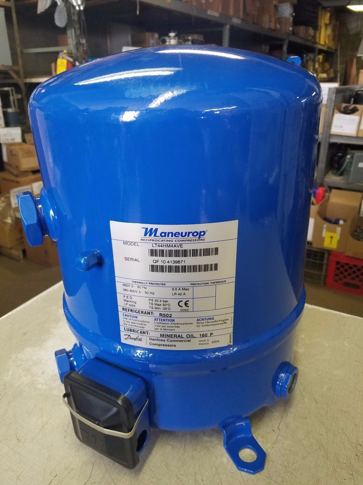 MANEUROP LT44HM4AVE 460/3/60 R-FIVE-O-TWO 3 HP LOW TEMPERATURE COMPRESSOR