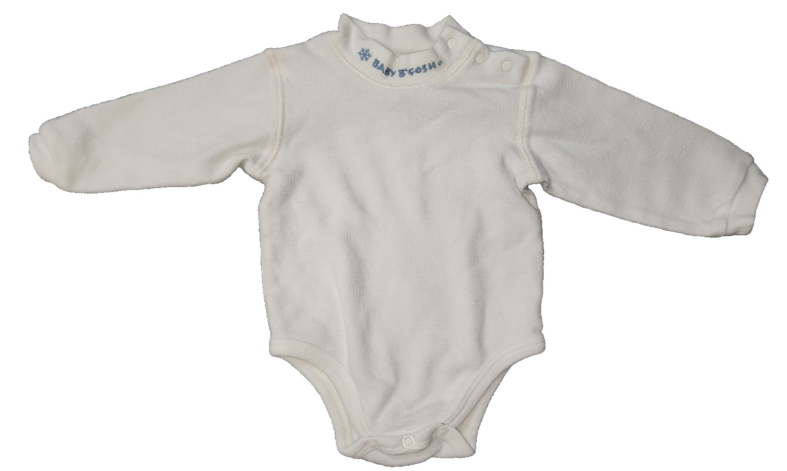 Baby B'gosh White Long Sleeve Oncie Textured Fabric Embroidered 6-9M