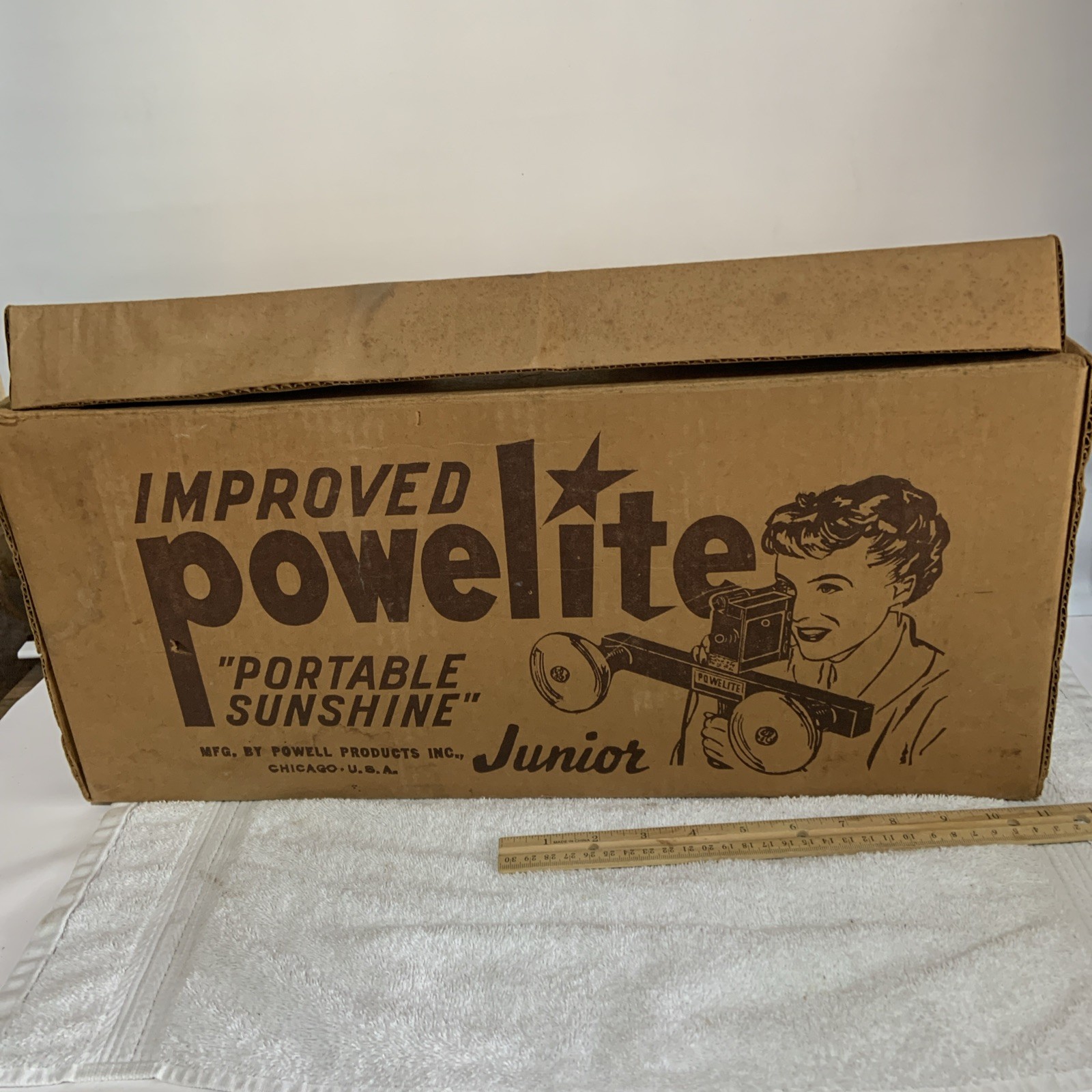 Vintage Powelite Jr 2 Lamp Movie Light Bar w Handle - Tested - Powell Products