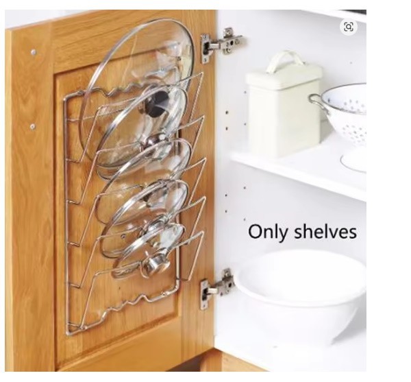Wall Mounted Pot Lid Rack | 5-Layer Kitchen Organizer | Perforated Design