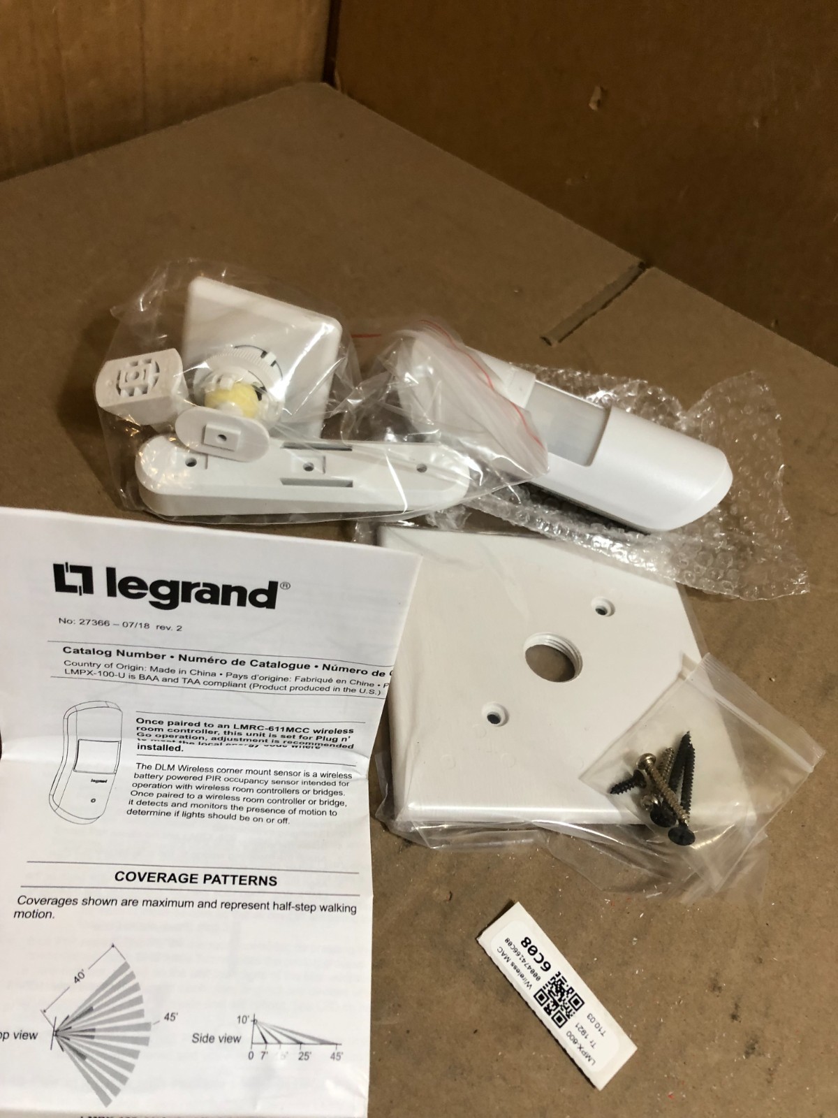 LEGRAND LMPX-600 WIRELESS PIL WALL/CORNER SENSOR