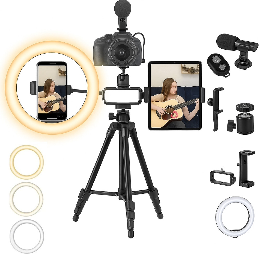 10" LED Ring Light 50" Tripod Tablet & Phone Holder for Streaming Makeup Video