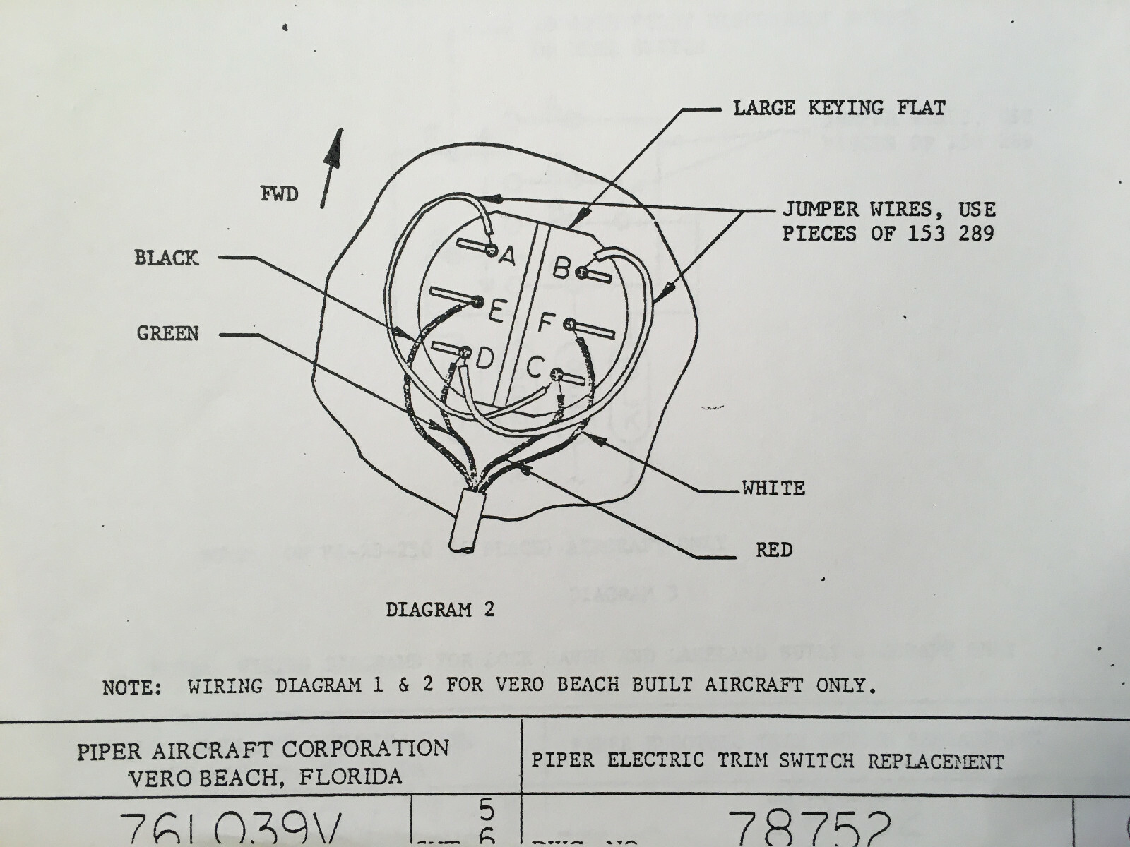 Piper Electric Trim Switch Replacement Instructions for 588-021