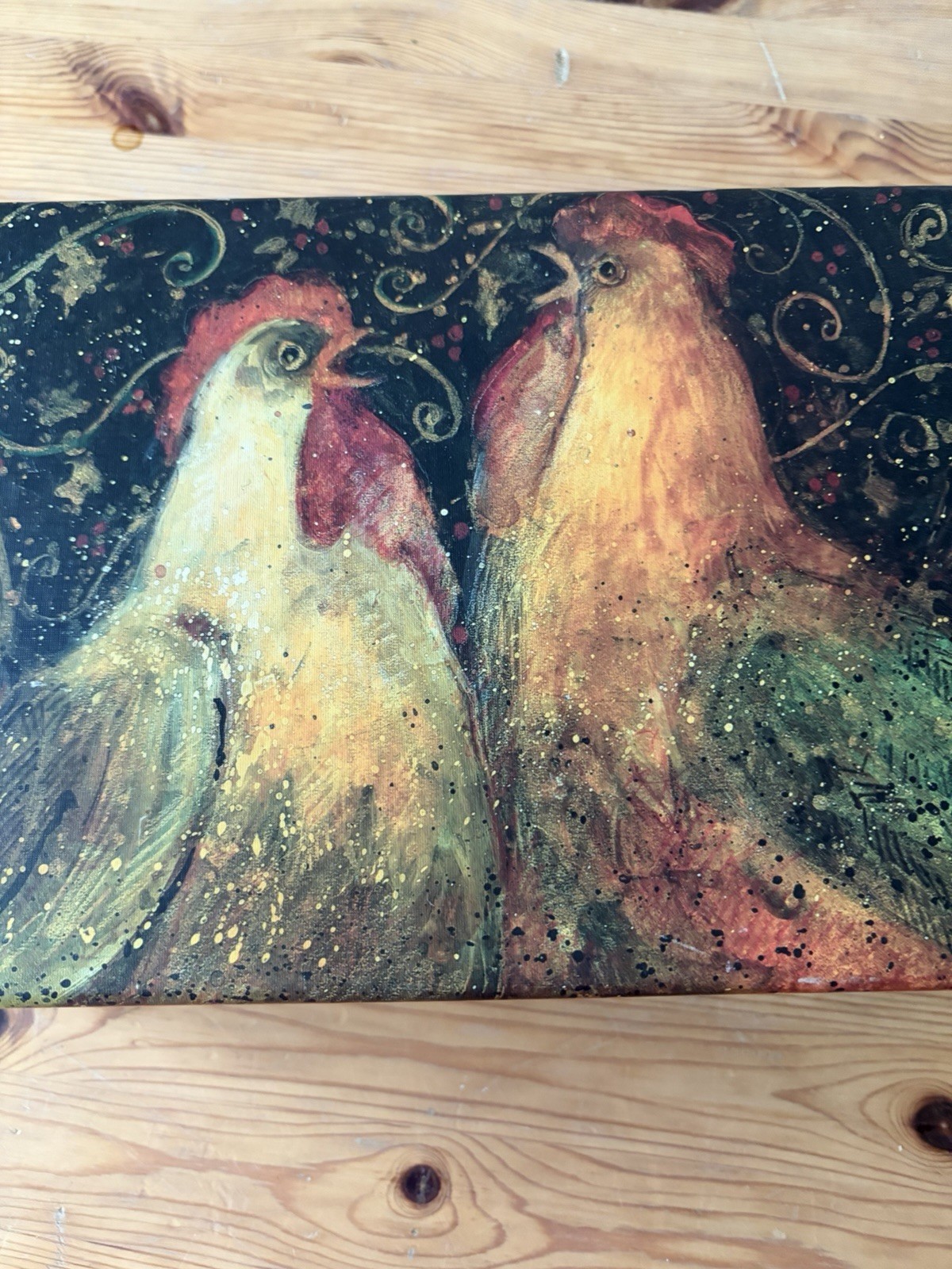Bobs Primitive Boxes Rooster Holiday Susan Winget 8” X 12” X 4”