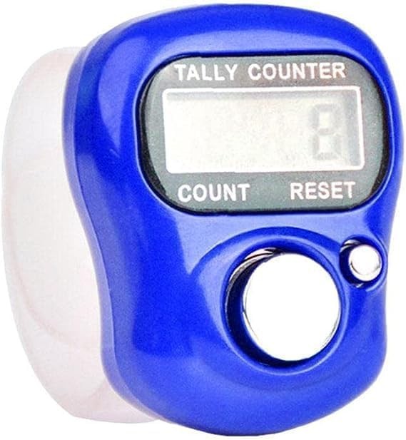 Blue Electronic Finger Counter, Handheld LED Digital Row Counter with Ring fo...