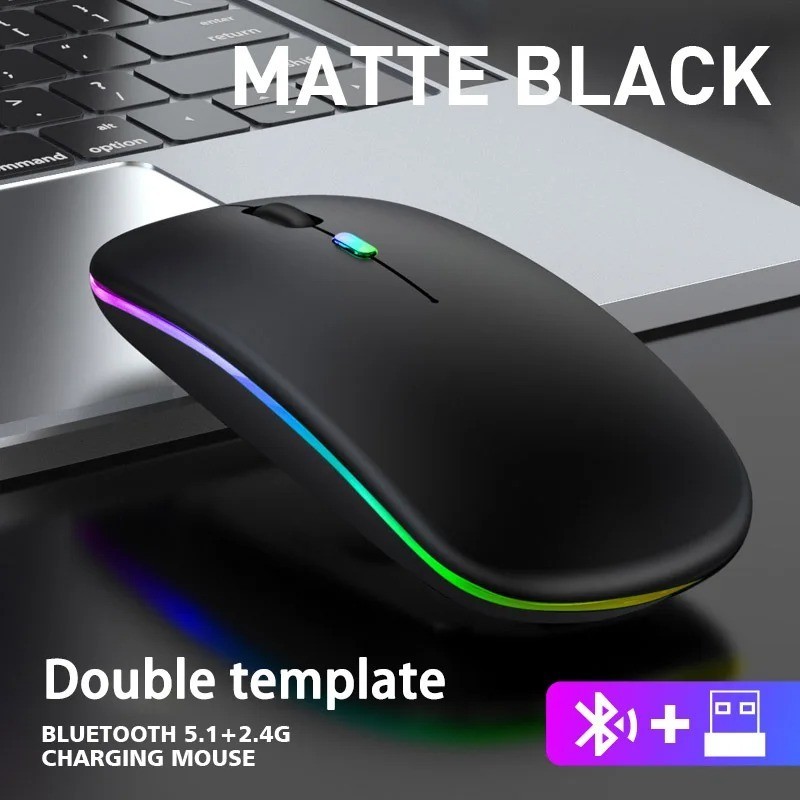 RGB Bluetooth Wireless Mouse Rechargeable Ergonomic USB PC Laptop iPad ✅
