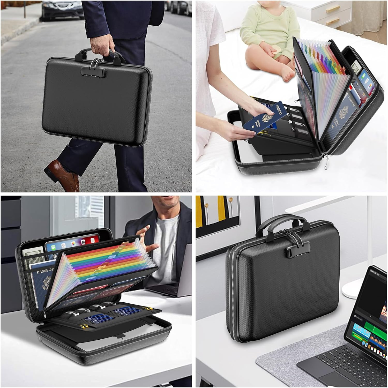 Fireproof File Organizer with Lock, Hard-Shell Case Fireproof Document Box with