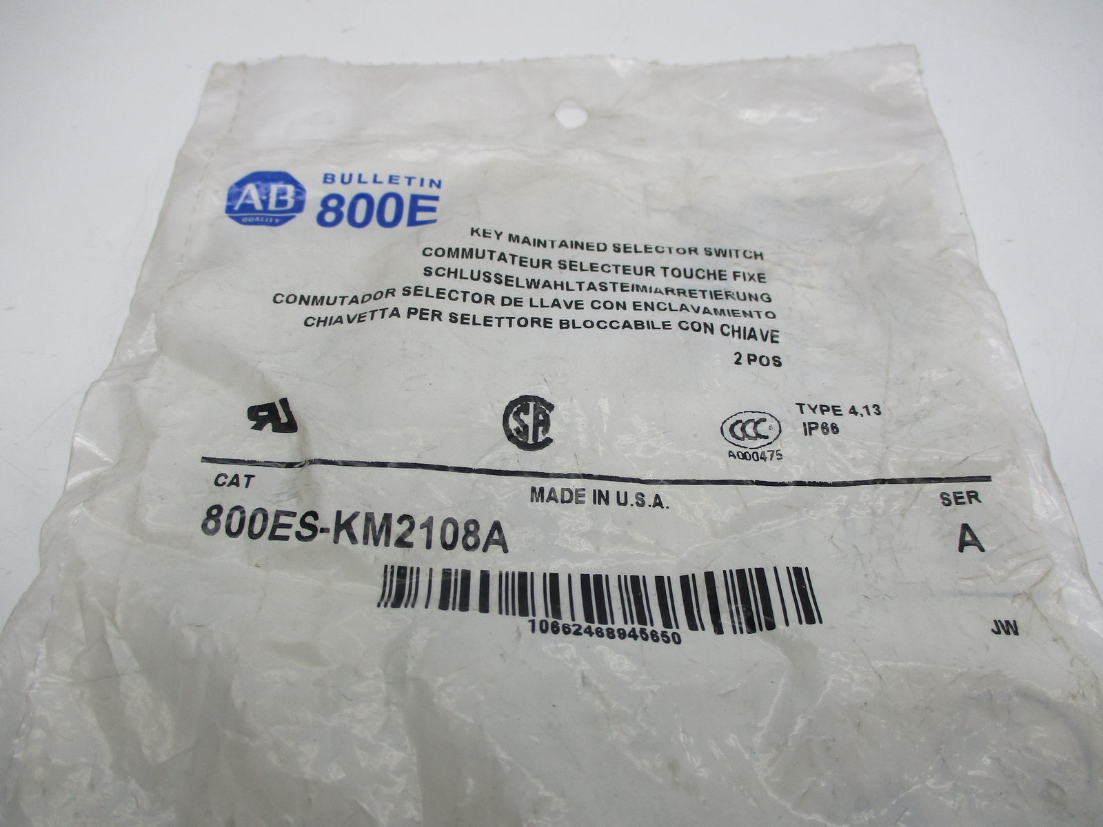ALLEN BRADLEY 800ES-KM2108A SELECTOR SWITCH NSMP