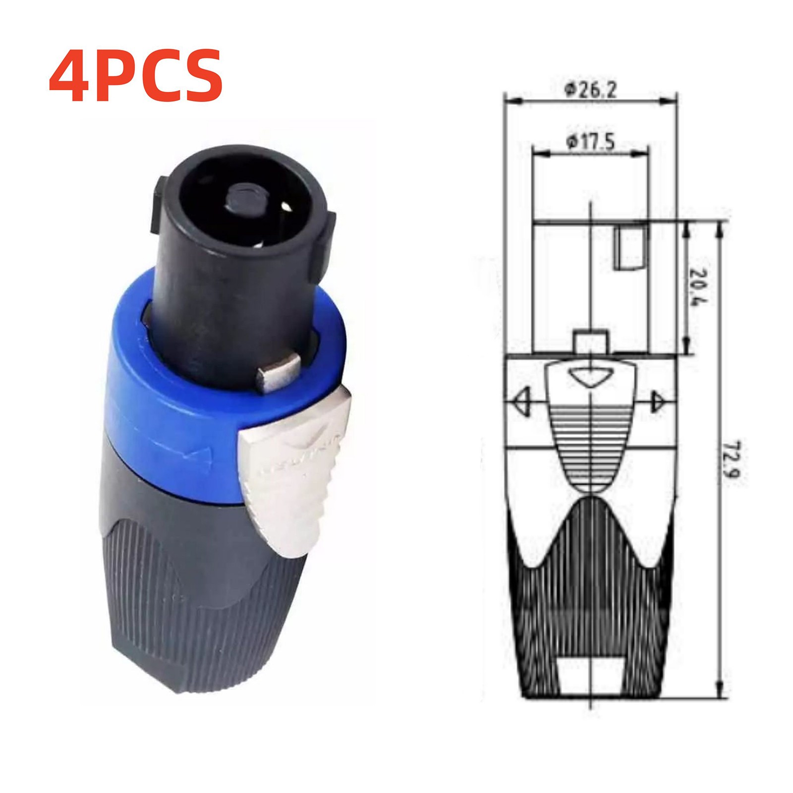 4x NL4FC Speaker 4 Pole Cable Plug Connectors for Audio Speaker Replacement