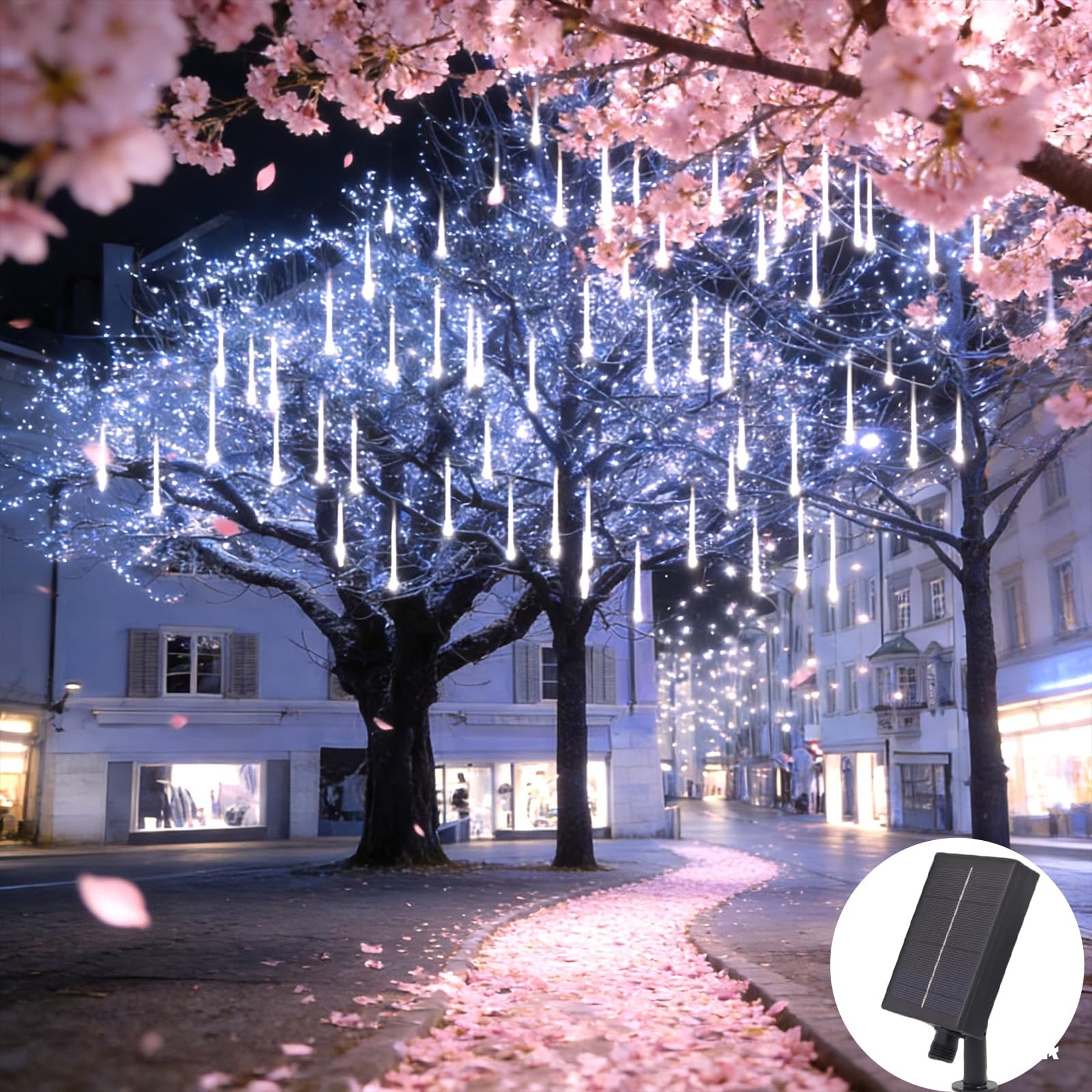 Solar Meteor Shower Icicle Lights Outdoor - 12 Inch 10 Tubes IP65 Waterproof ...