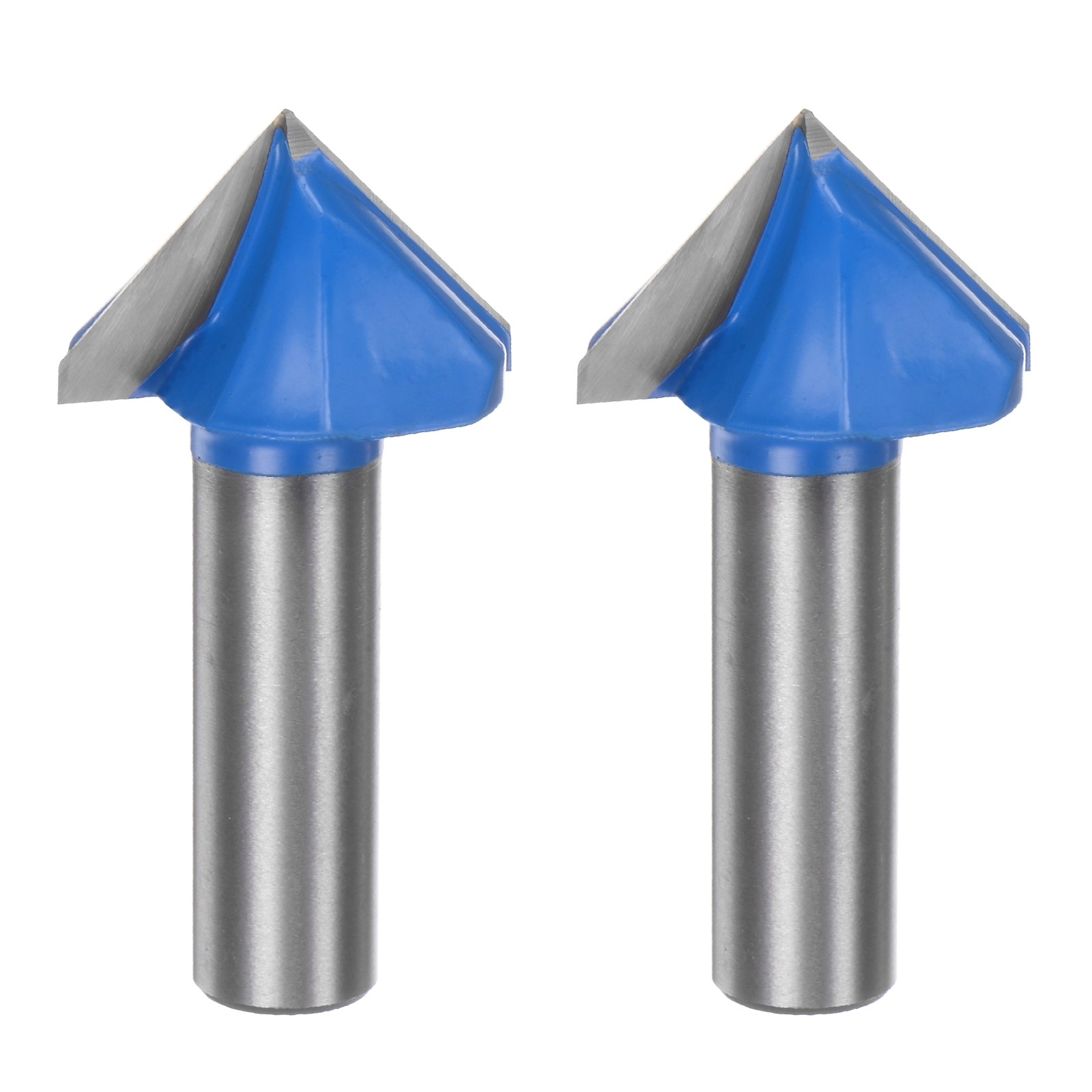 2pcs Router Bit 1-1/4" Dia 1/2" Shank 90 Degree V Type End Mill Edge Trimmer
