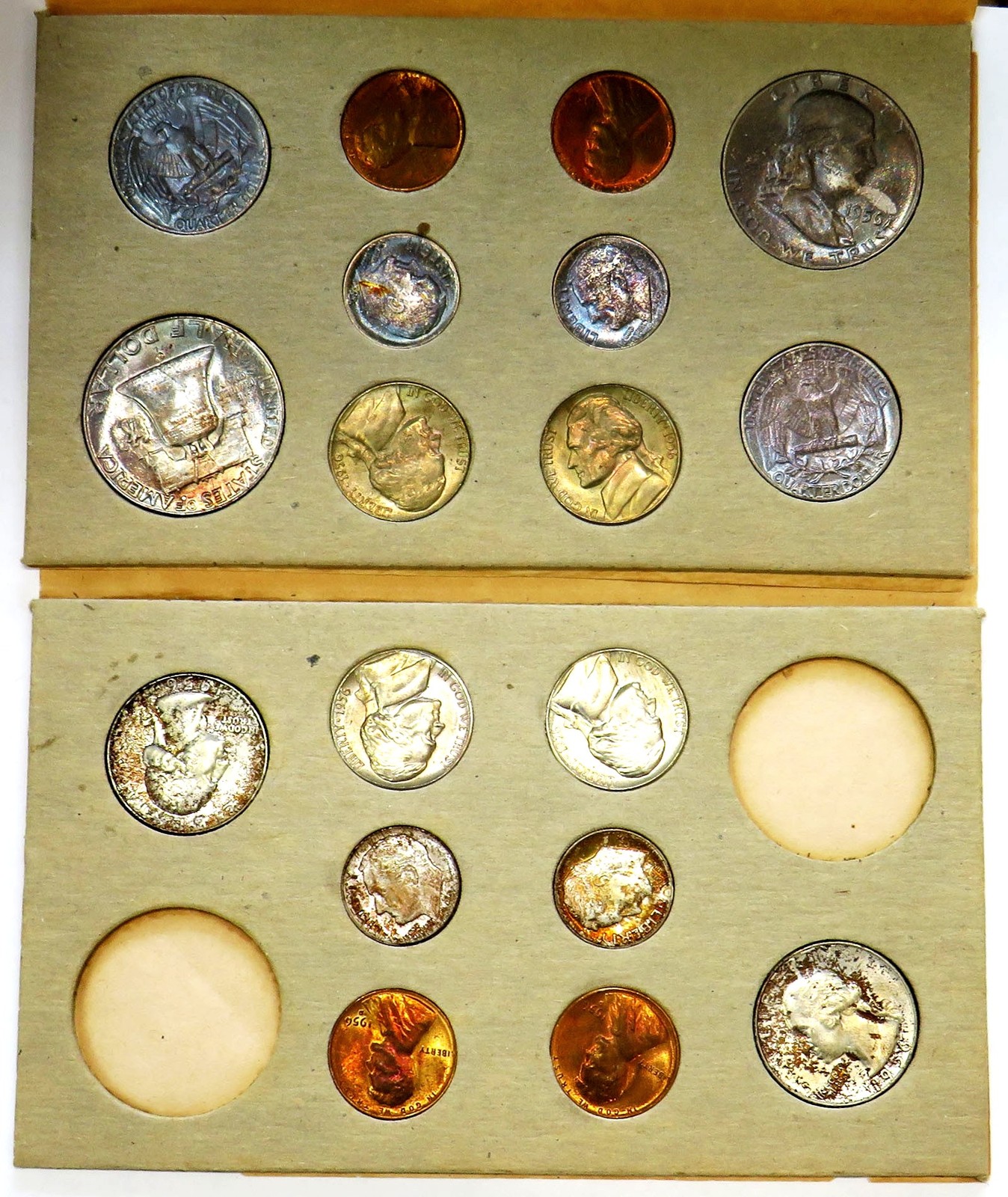 1956 P & D MINT STATE ORIGINAL FLAT PACK CARD ENVELOPE 18 COIN MINT SET