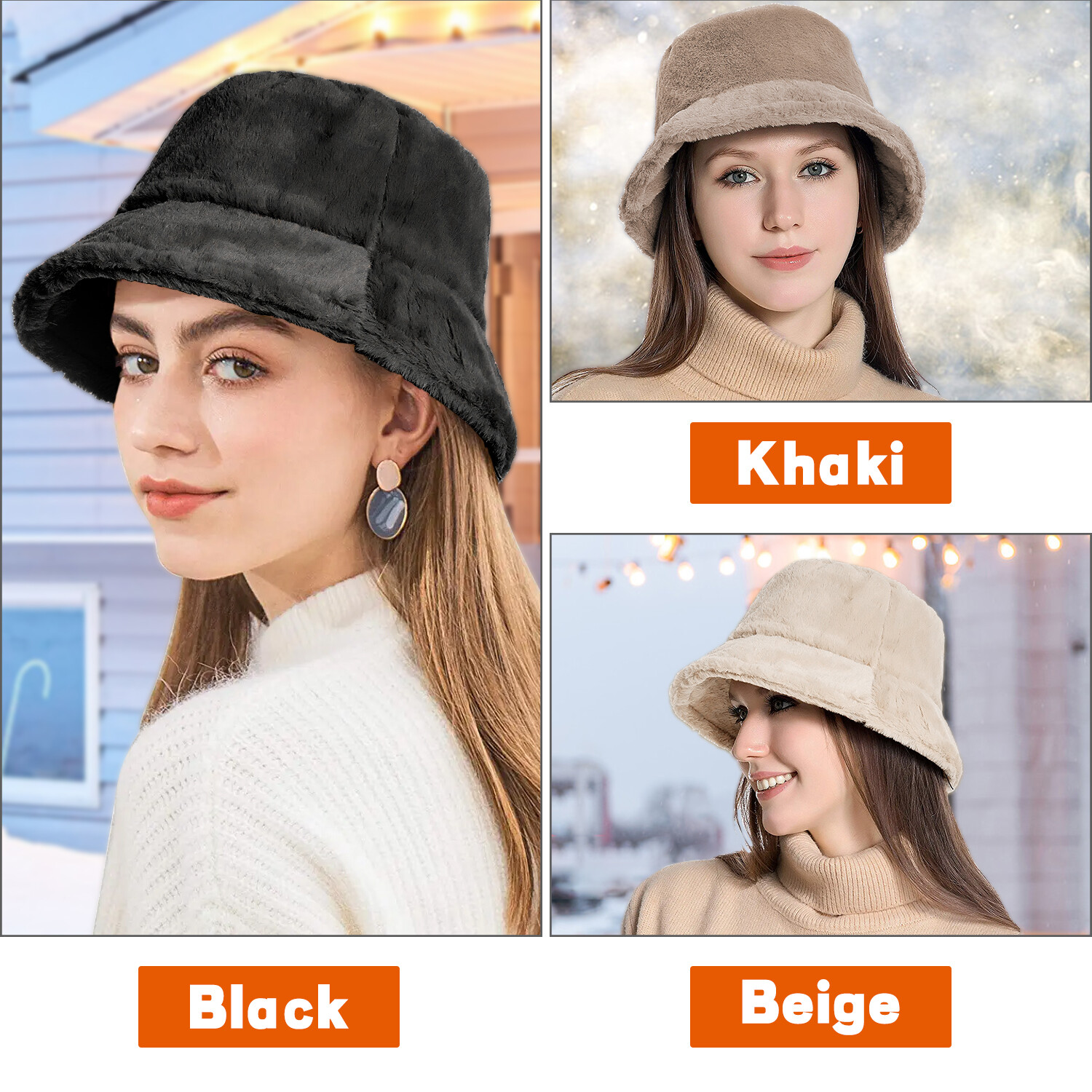 Women Fluffy Faux Fur Sherpa Fuzzy Vintage Warm Fisherman Hats Winter Bucket Hat