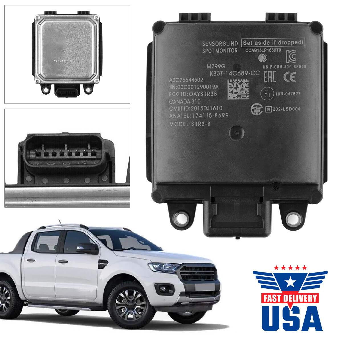 Rear Blind Spot Radar Module Monitor For 2019-2021 Ford Ranger KB3T14C689CC 2.3L
