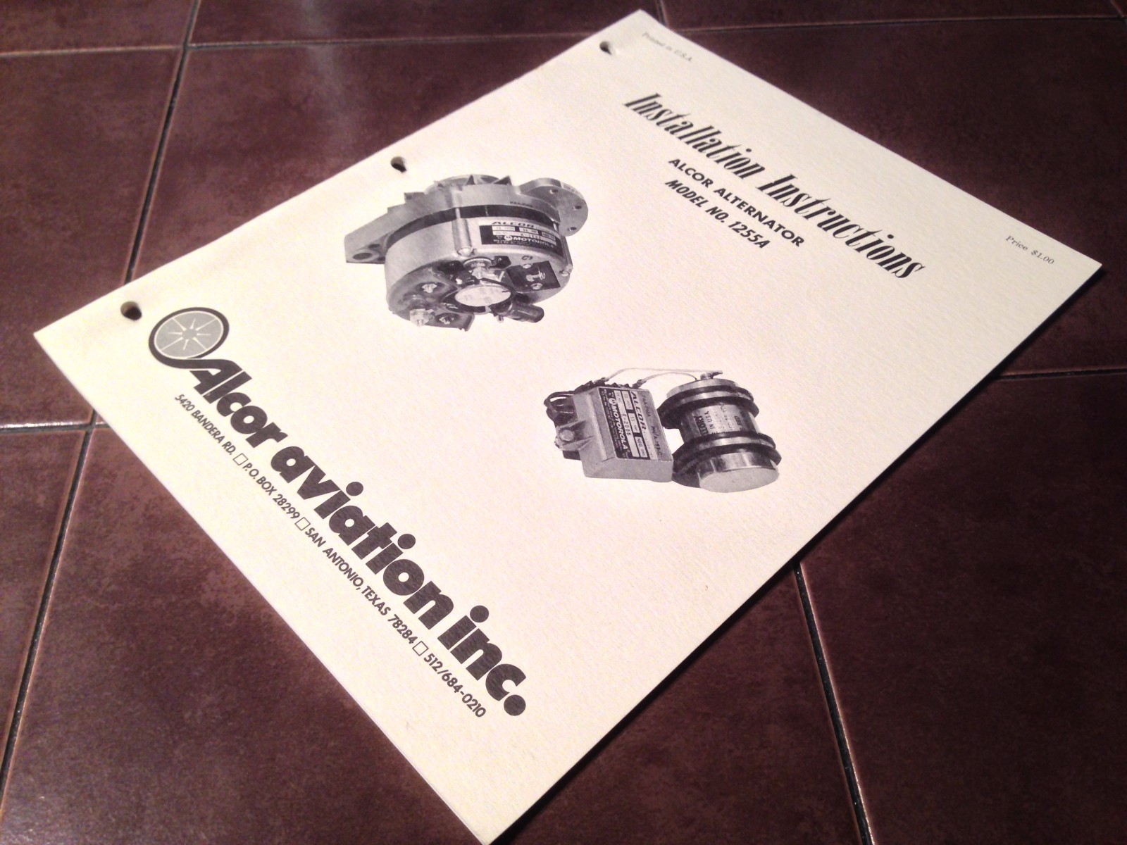 Alcor 1255A Alternator Install Manual