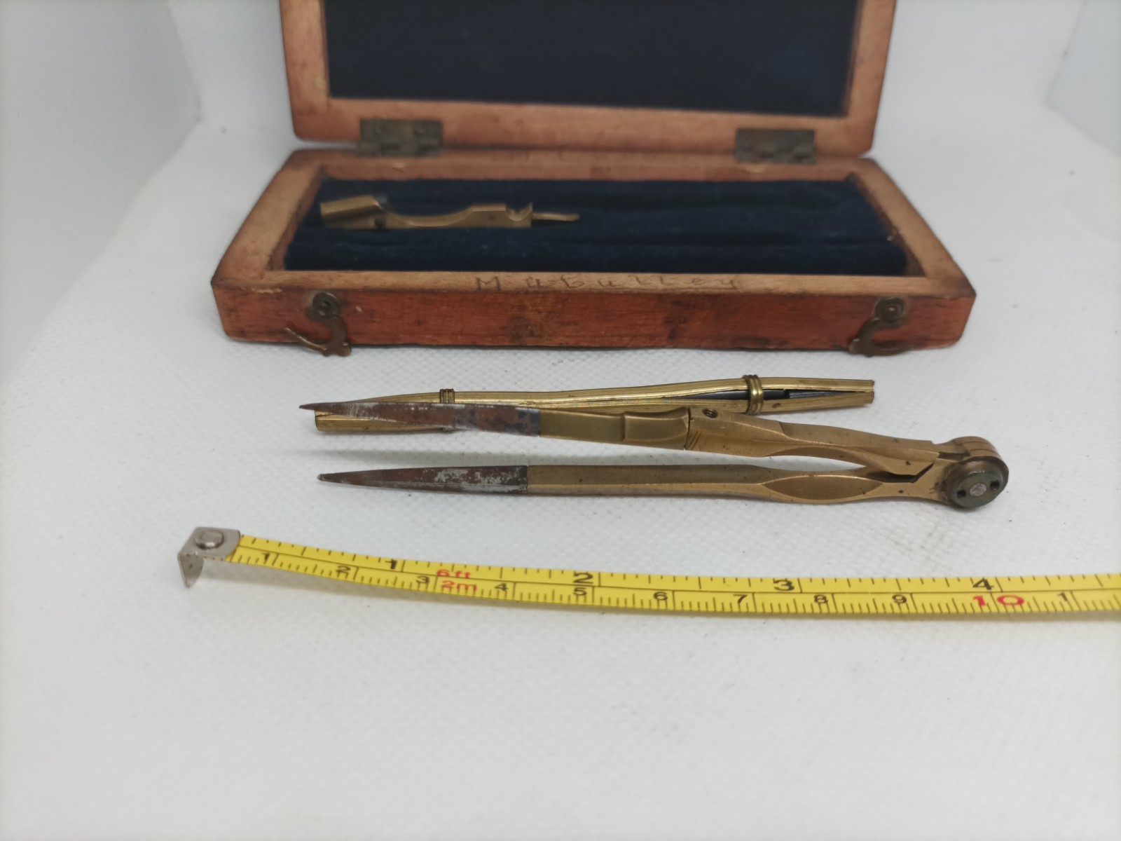 Vintage Wooden Boxed Drawing Instruments Draughtsman's Compass ?