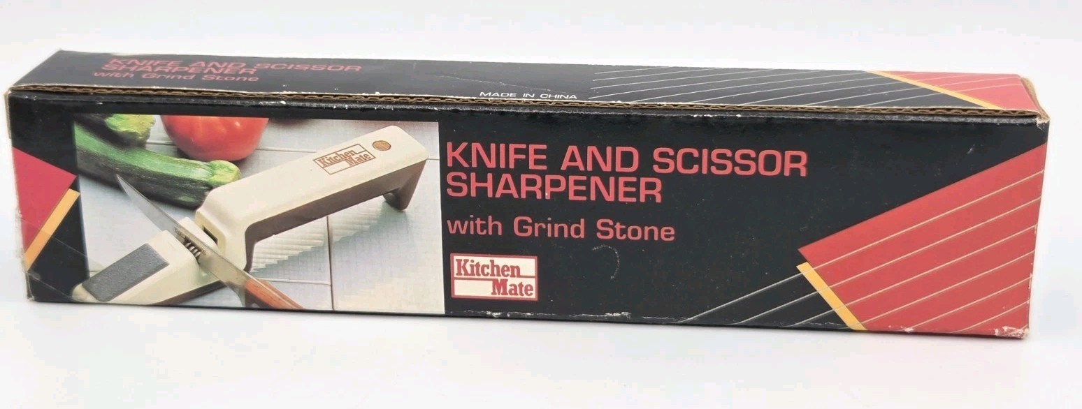 Unused Vintage Kitchen Mate Knife And Scissor Sharpener With Grindstone