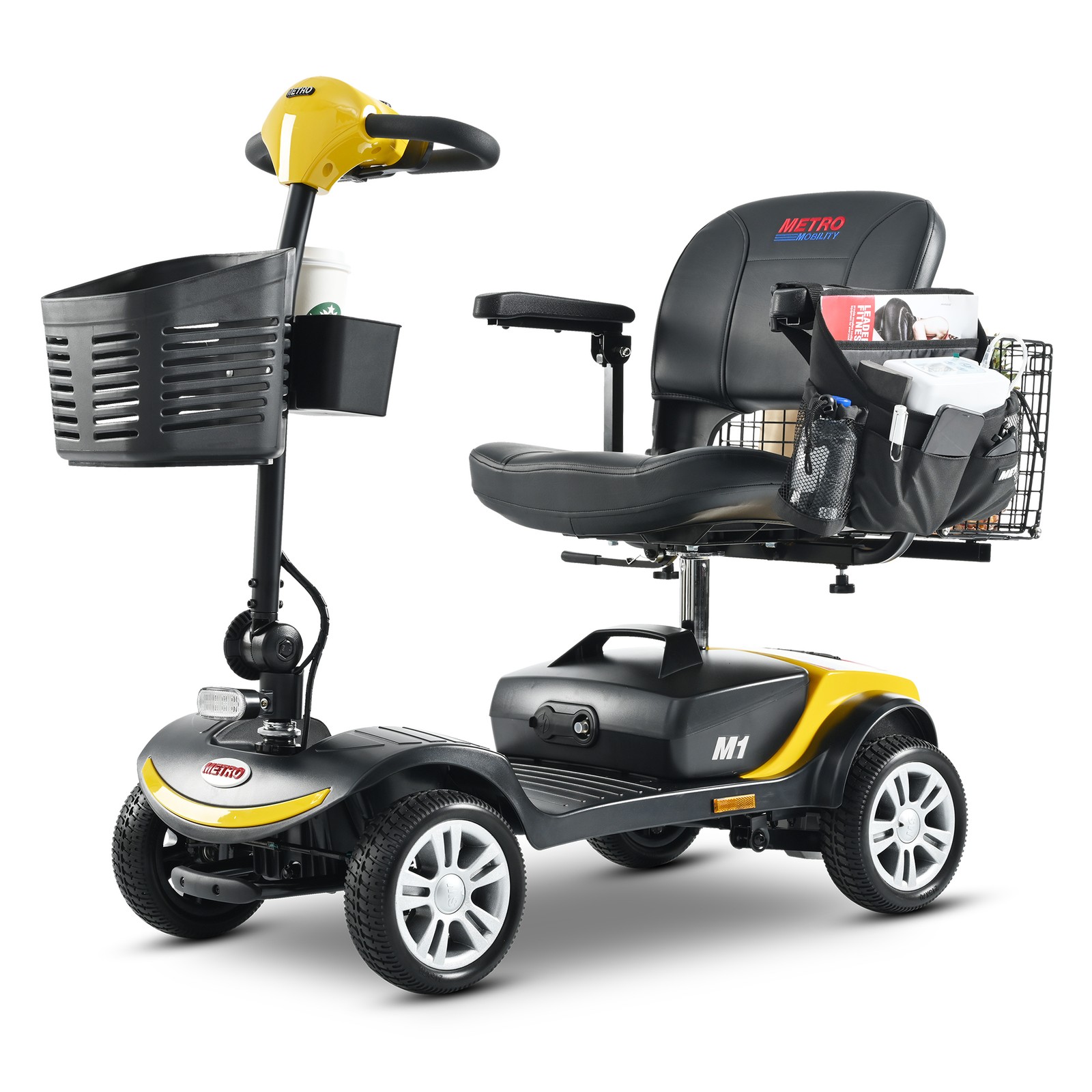 METRO 4 Wheel Travel Mobility Scooter with 300W Motor for Adult-300lbs, YELLOW