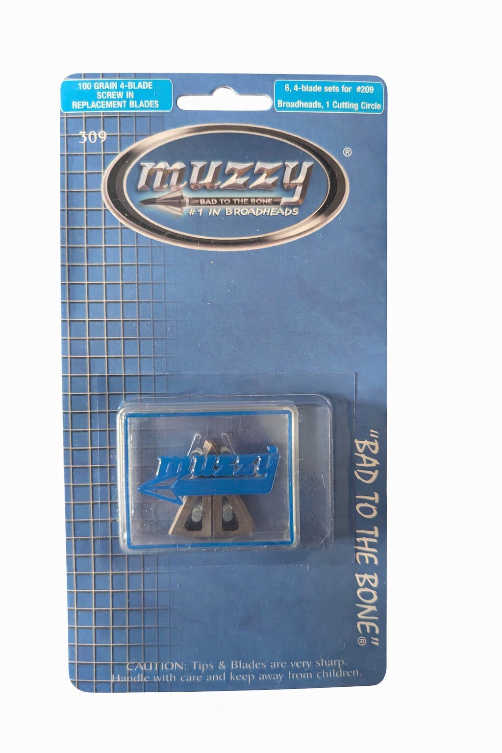 Muzzy 100 Grain 4-Blade Replacement Blades Model 309 for Bow Hunting Silver